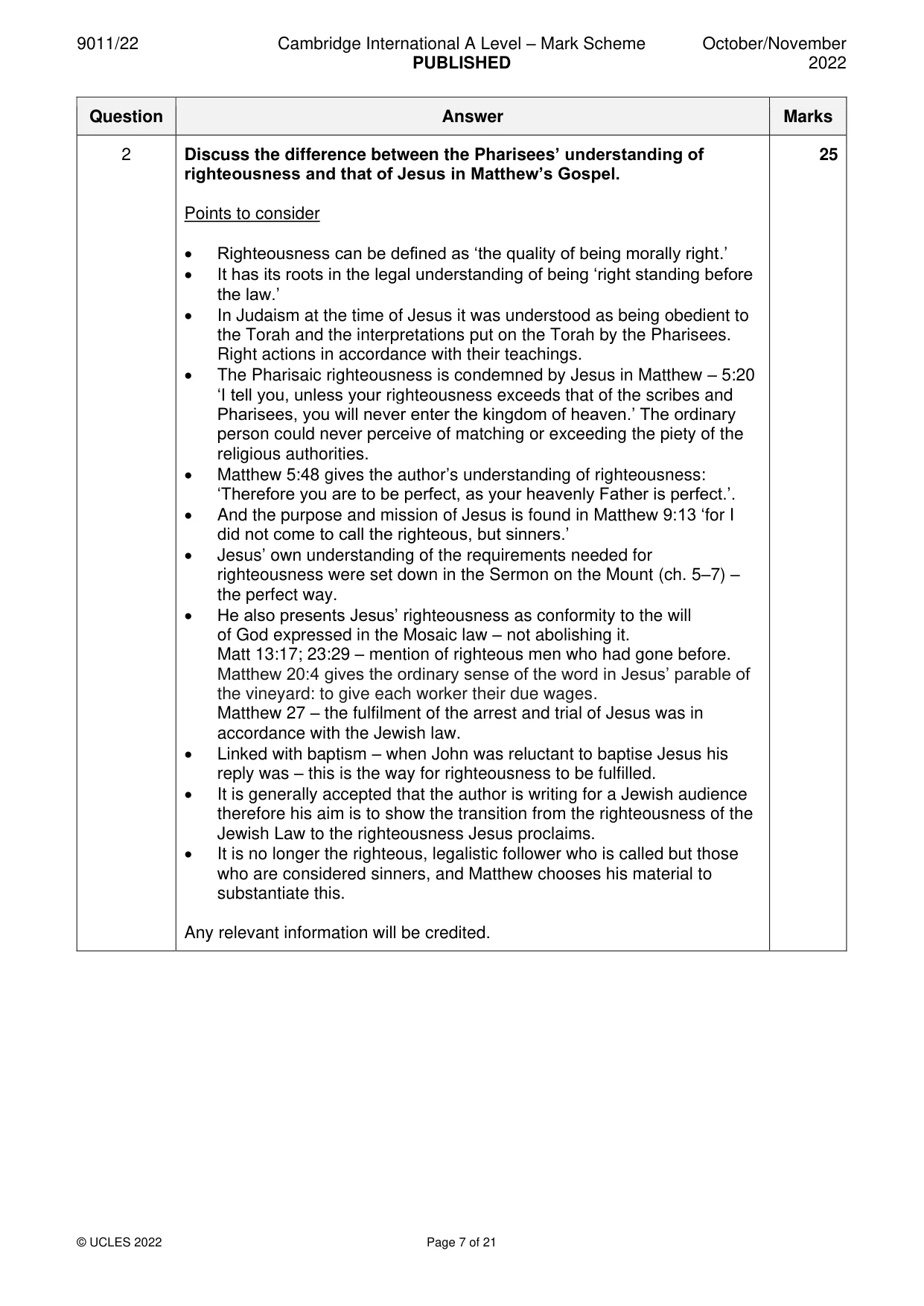 Mark scheme, page 7 of 21