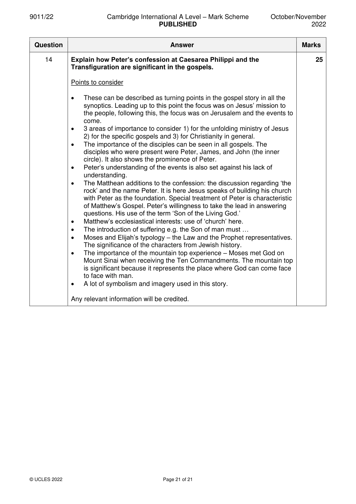 Mark scheme, page 21 of 21
