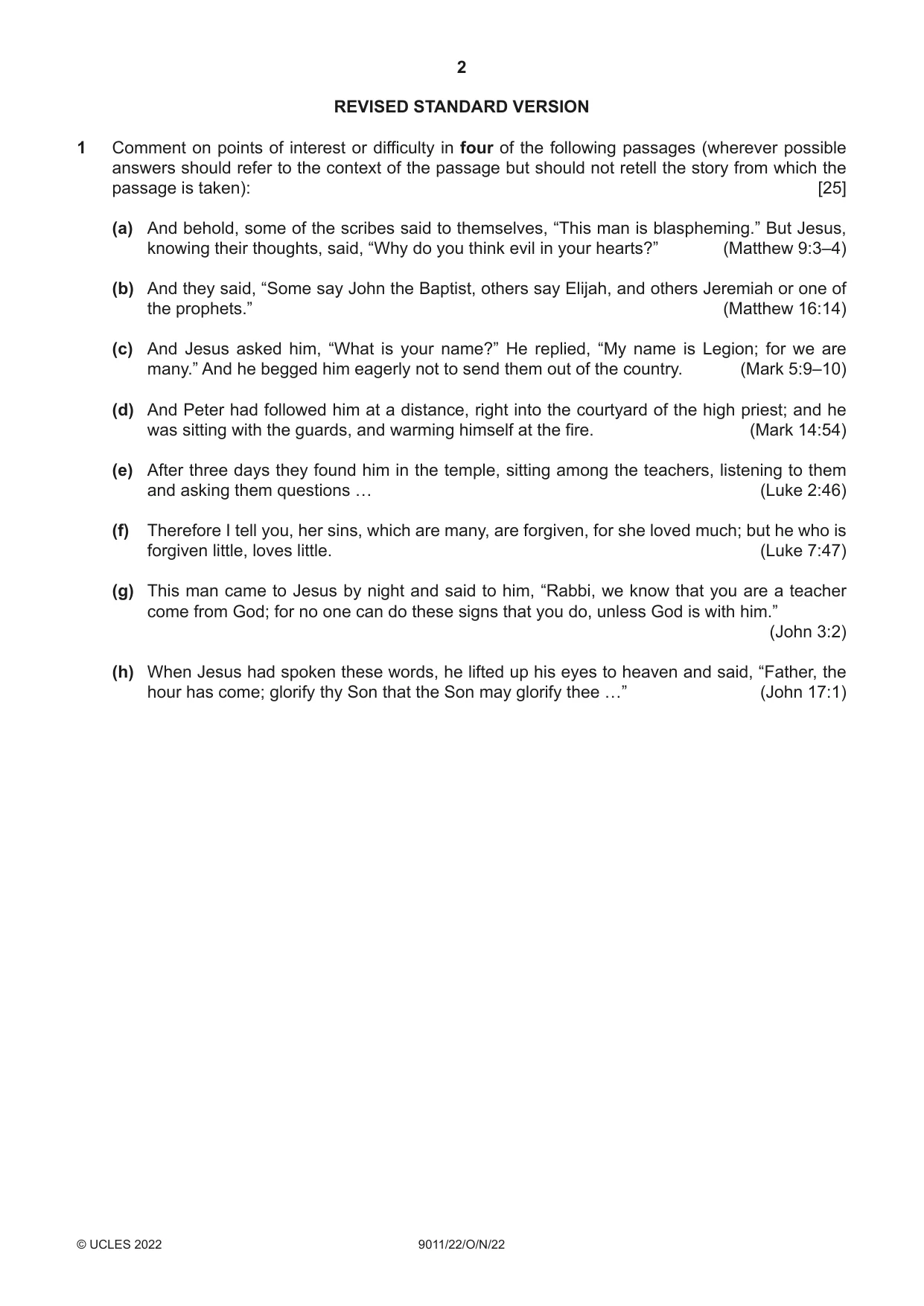 Cambridge A Level Divinity 9011 2022 Oct/Nov Paper 2 · Variant 2 question paper, page 2 of 4