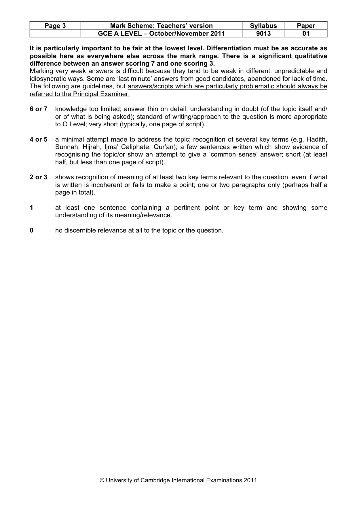 Mark scheme, page 3 of 8