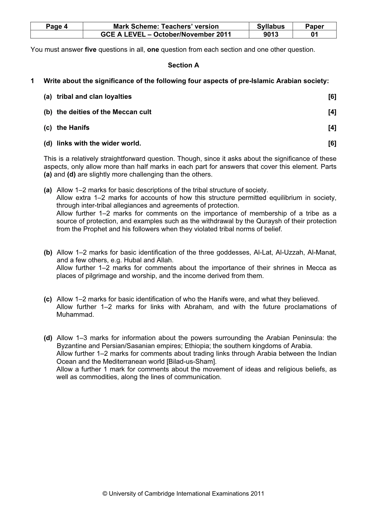 Mark scheme, page 4 of 8