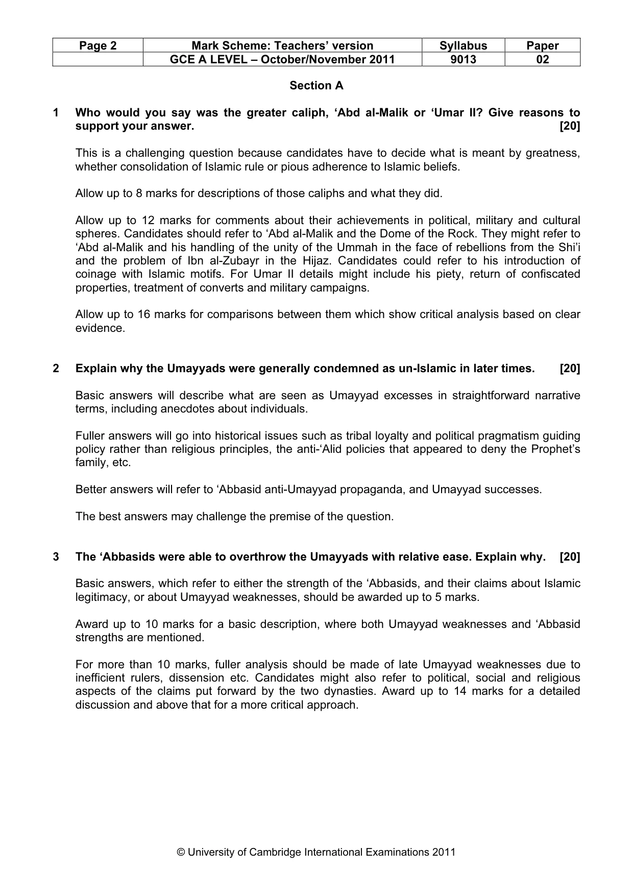 Mark scheme, page 2 of 6