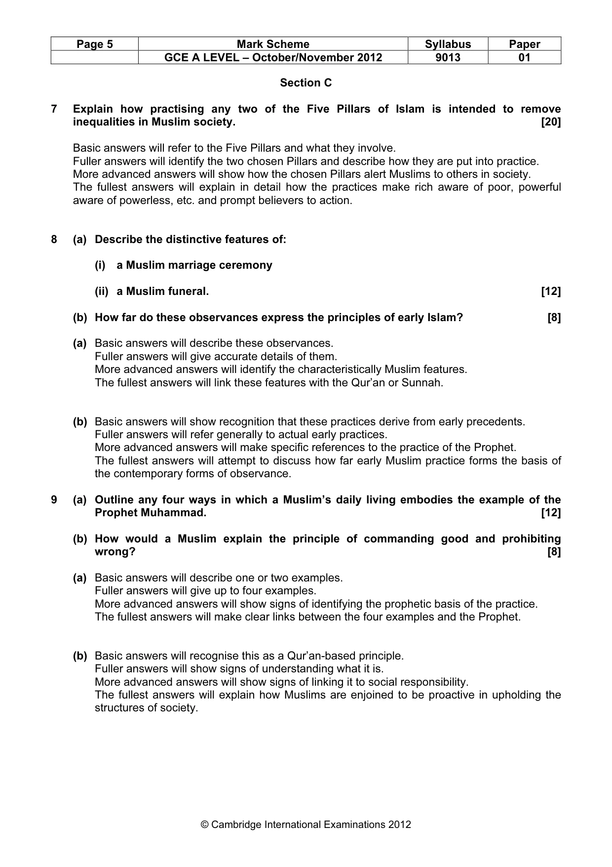 Mark scheme, page 5 of 6