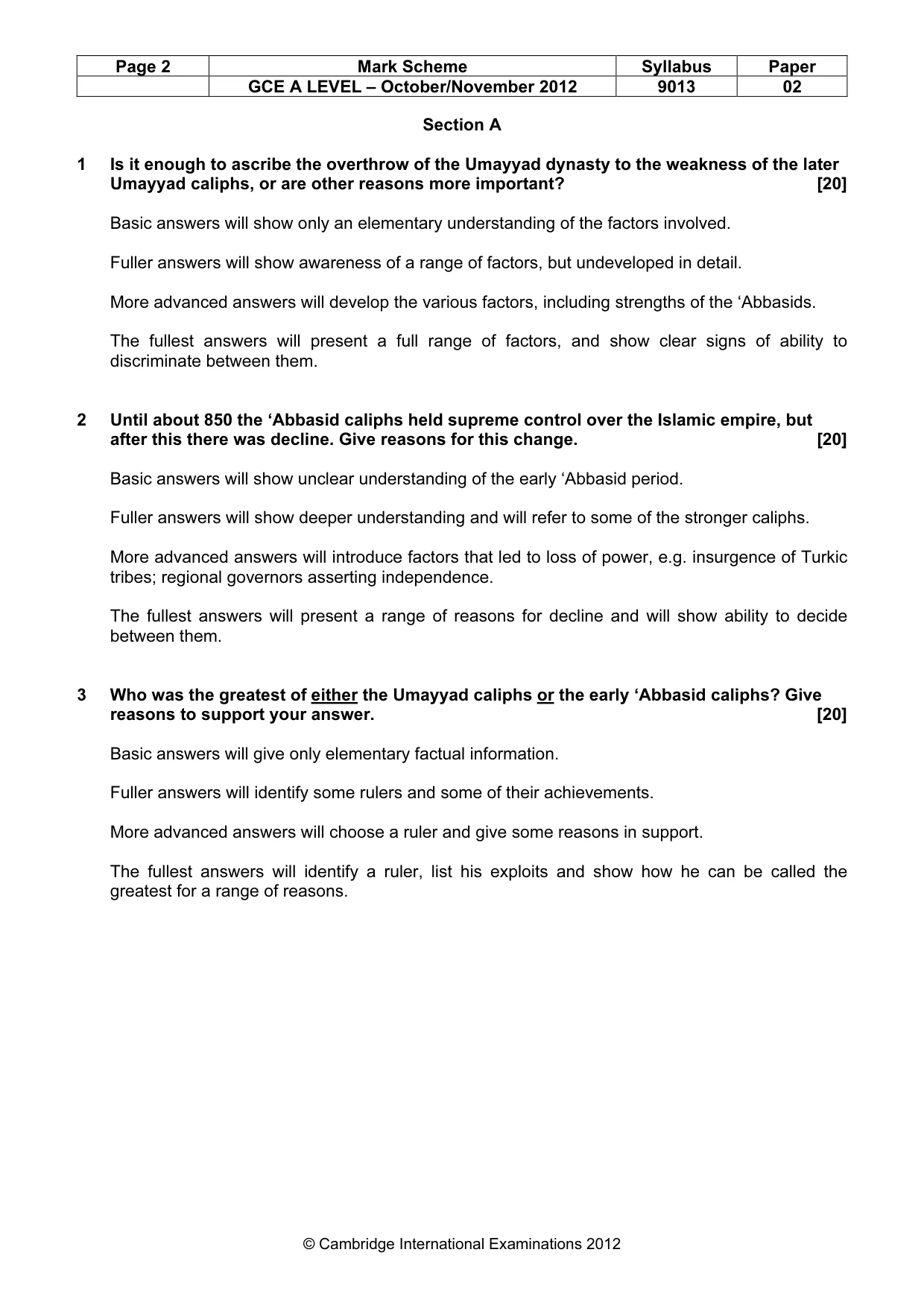 Mark scheme, page 2 of 6