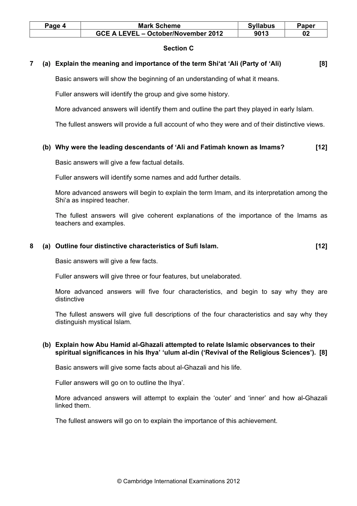 Mark scheme, page 4 of 6