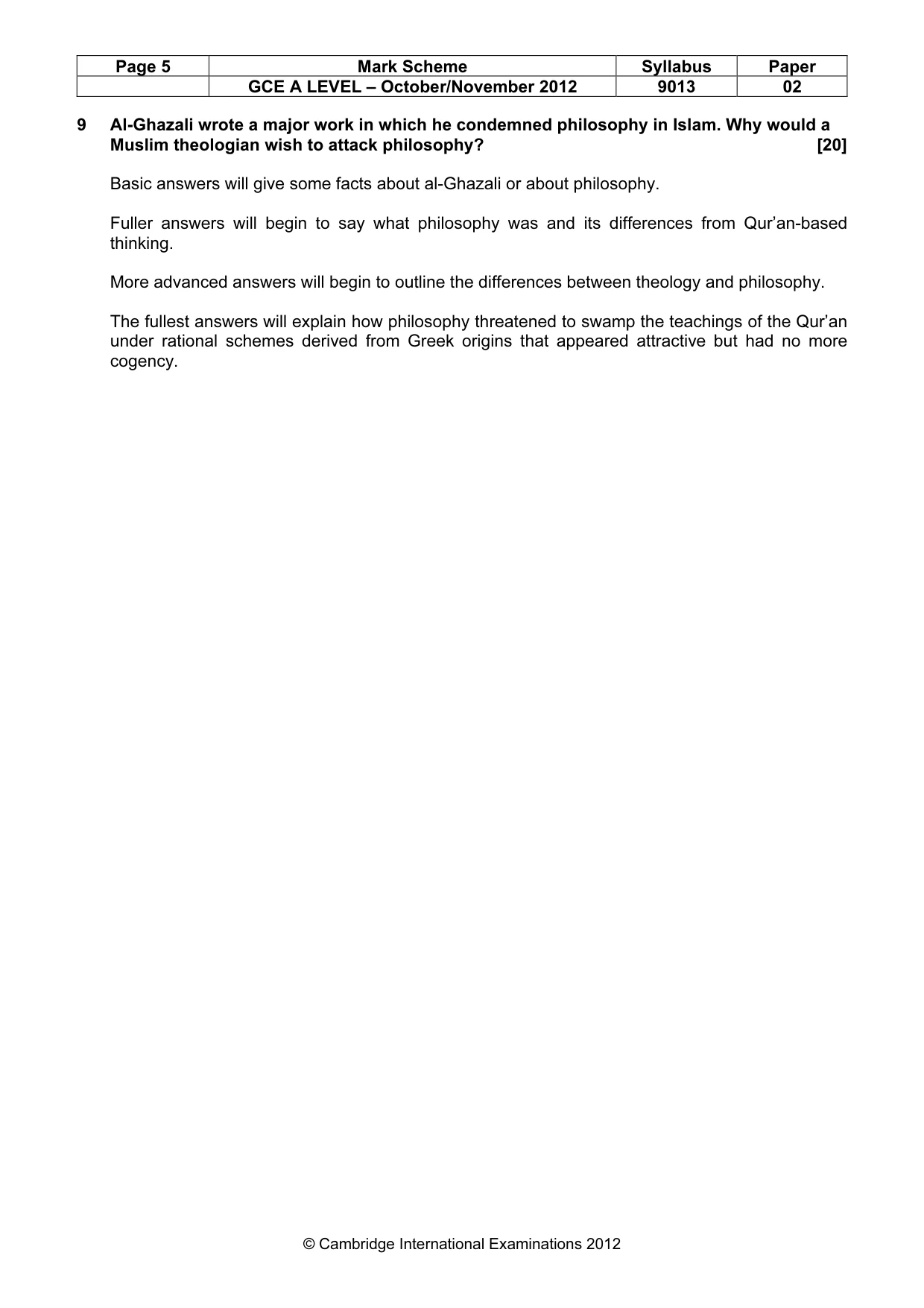 Mark scheme, page 5 of 6