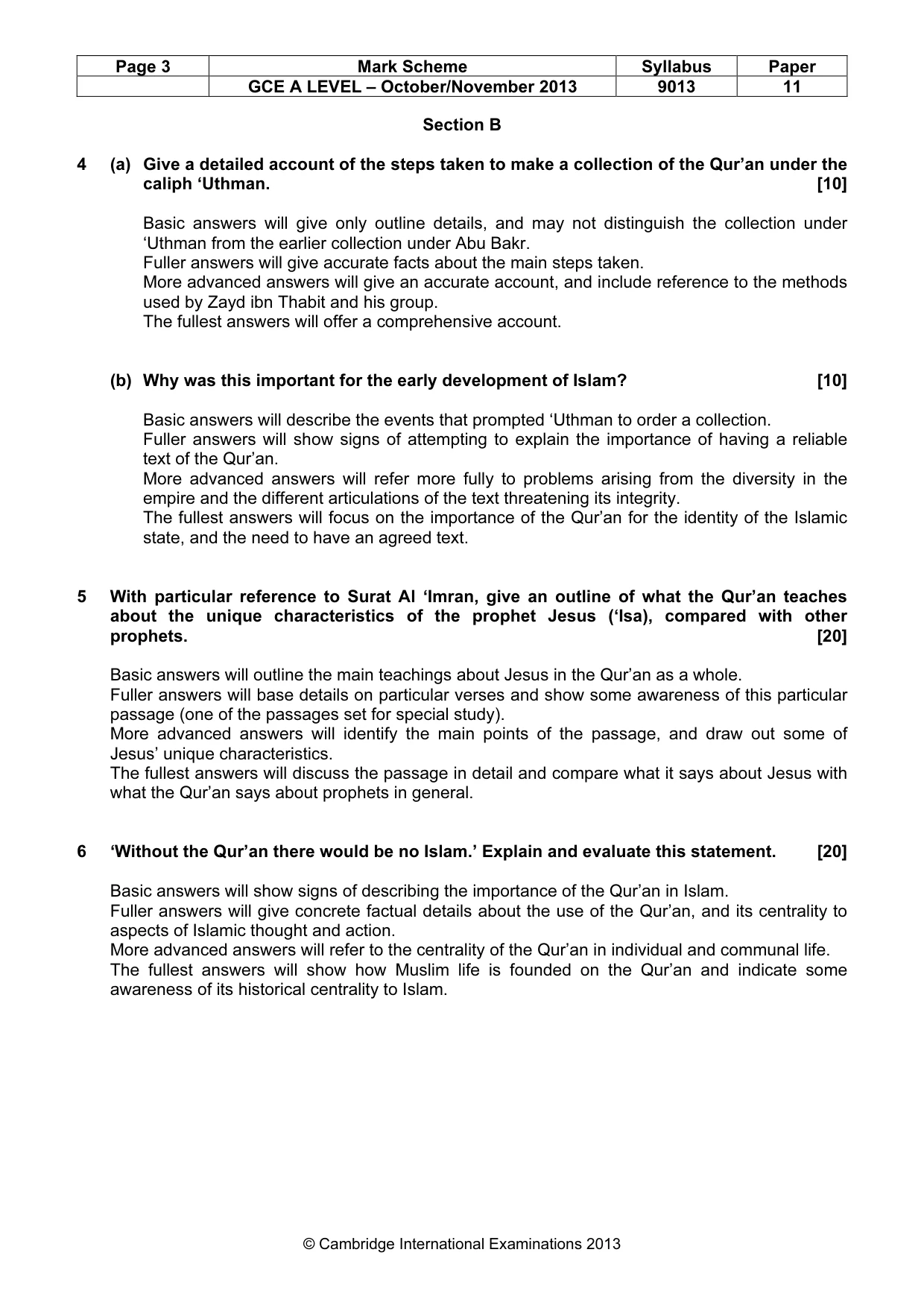 Mark scheme, page 3 of 6