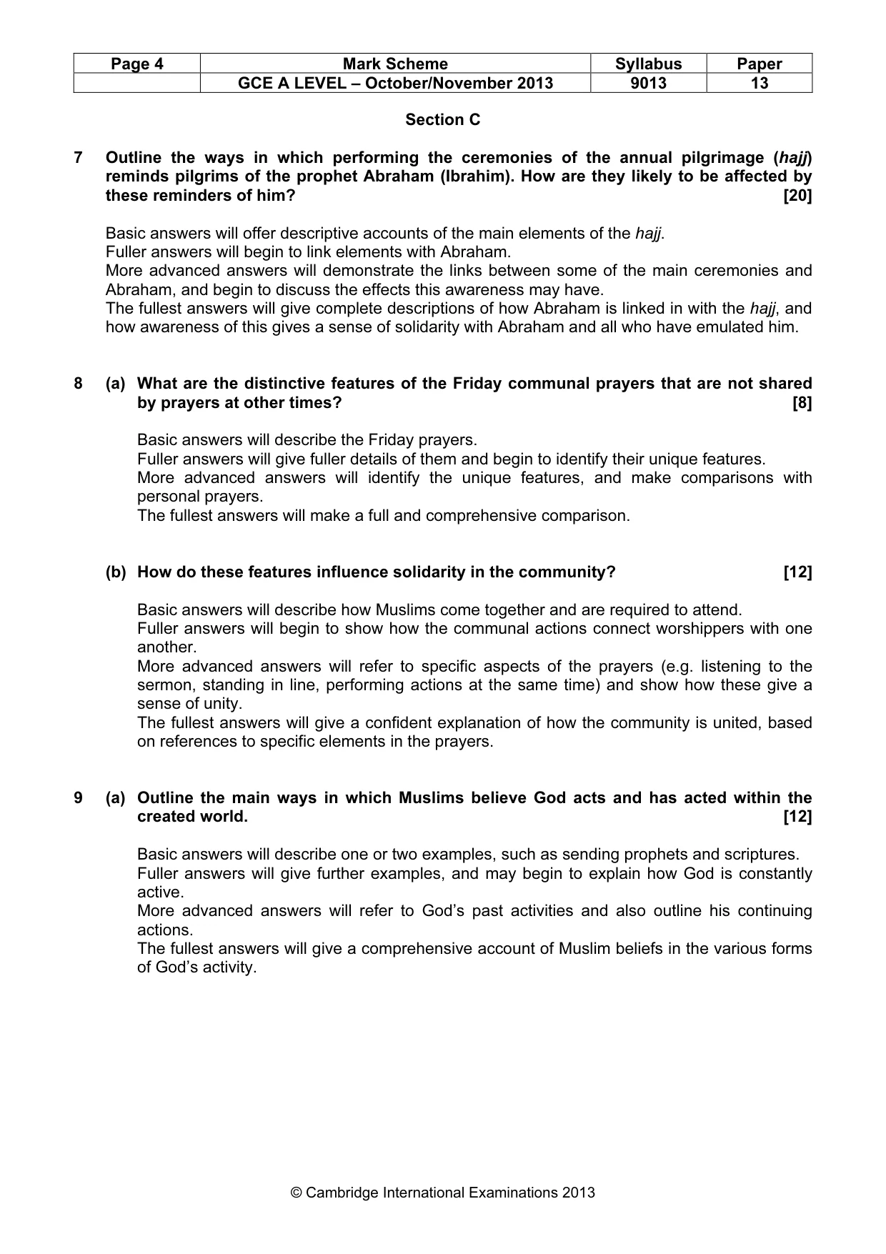 Mark scheme, page 4 of 6
