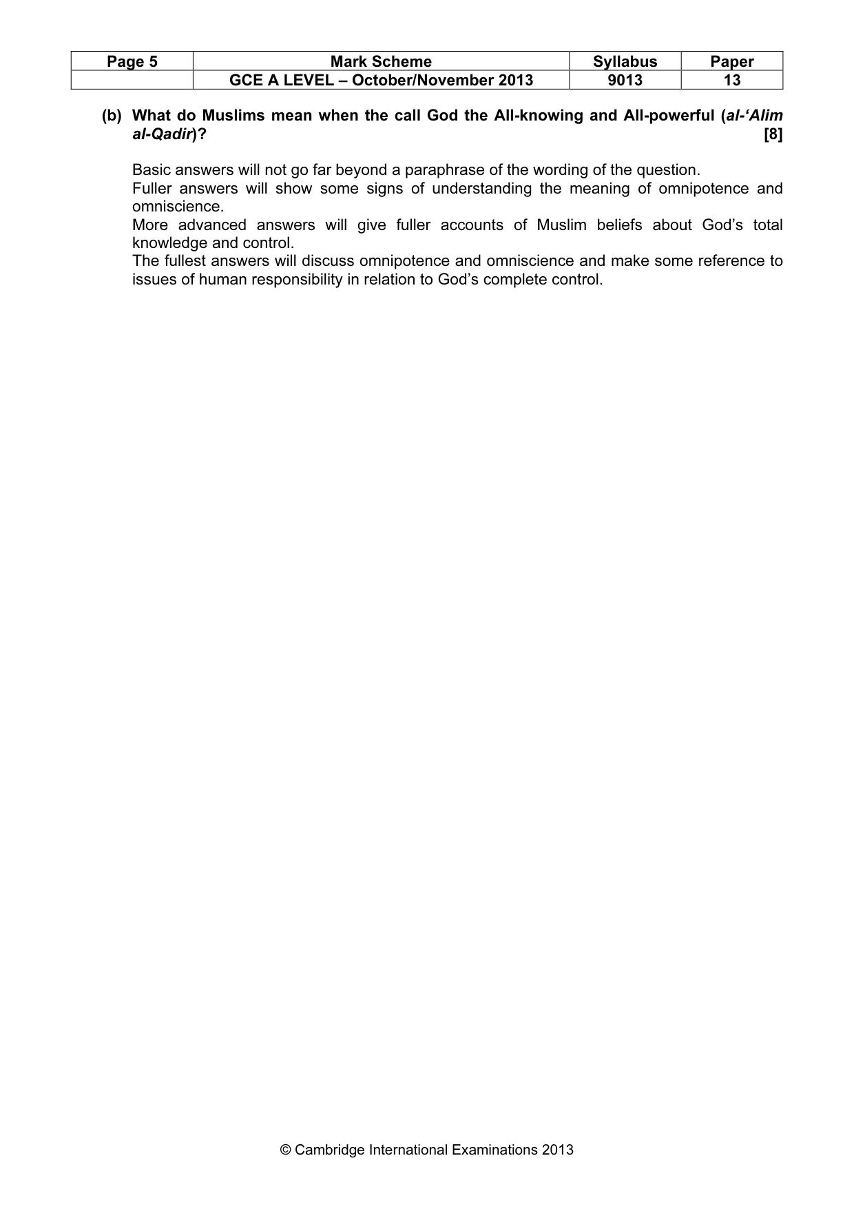 Mark scheme, page 5 of 6