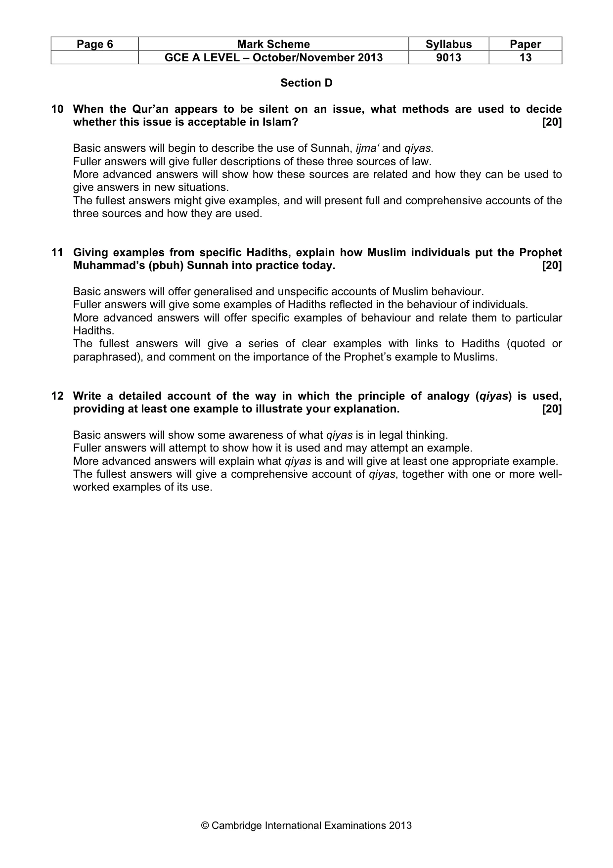 Mark scheme, page 6 of 6