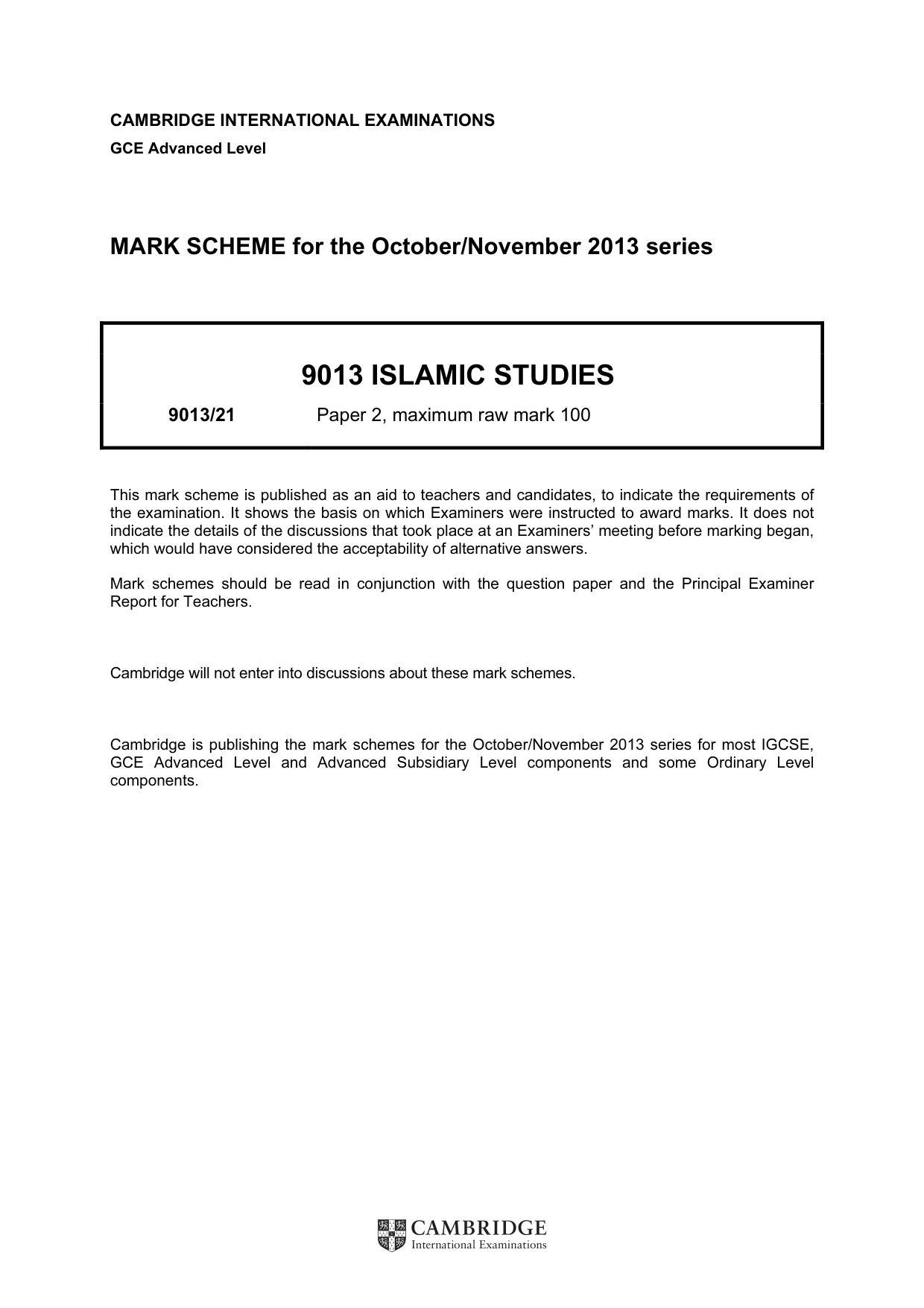 Mark scheme, page 1 of 5