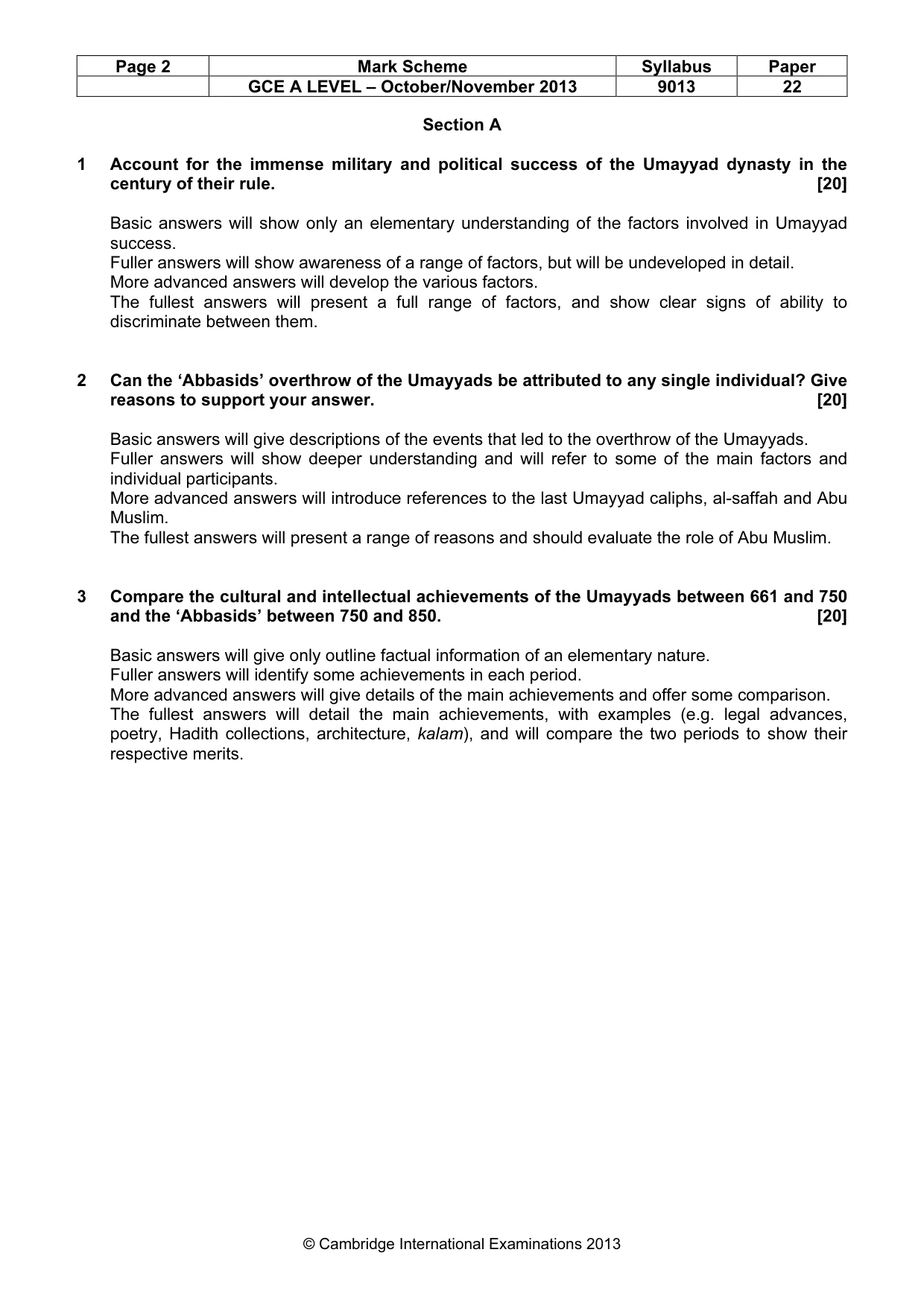 Mark scheme, page 2 of 5