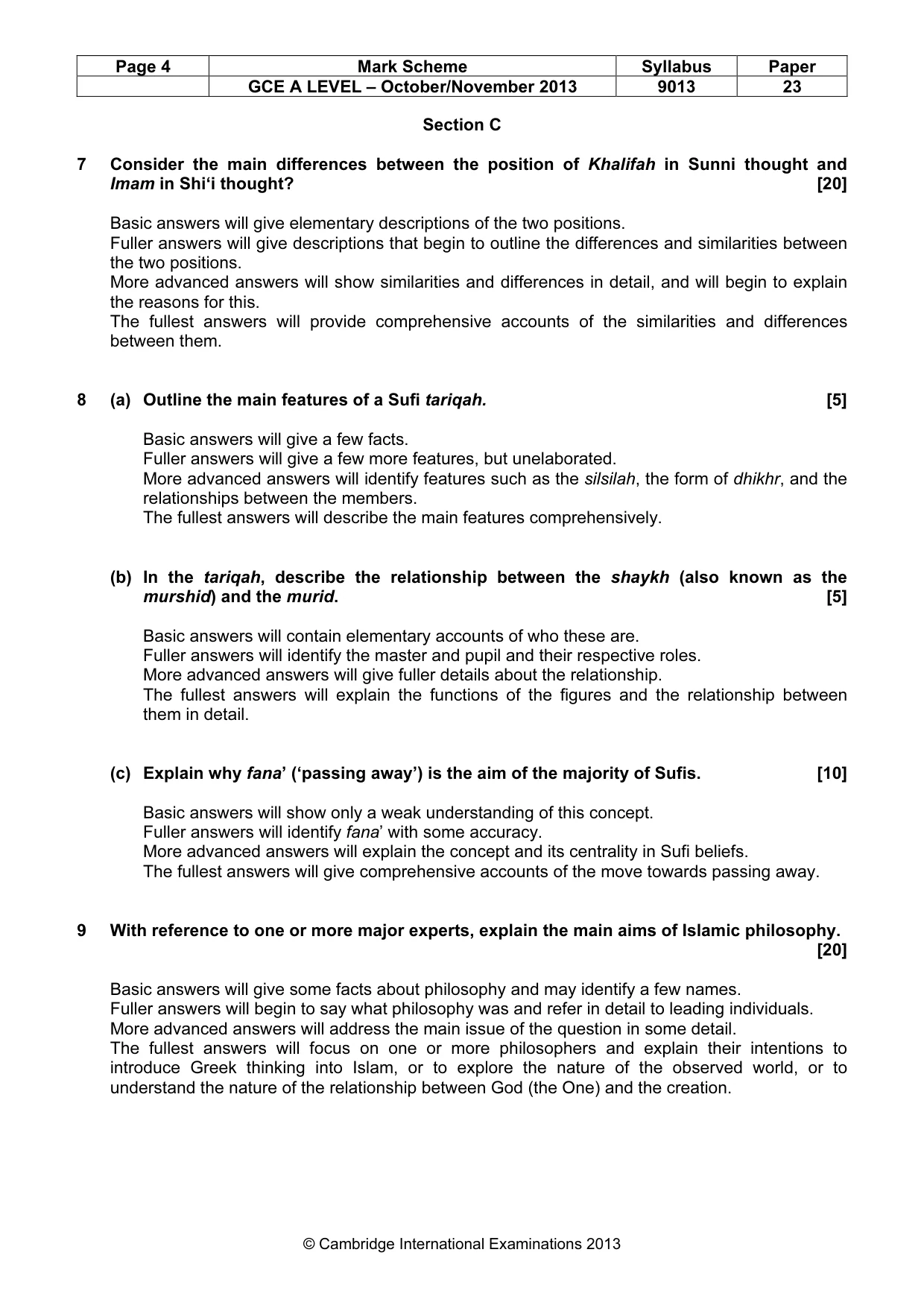 Mark scheme, page 4 of 5