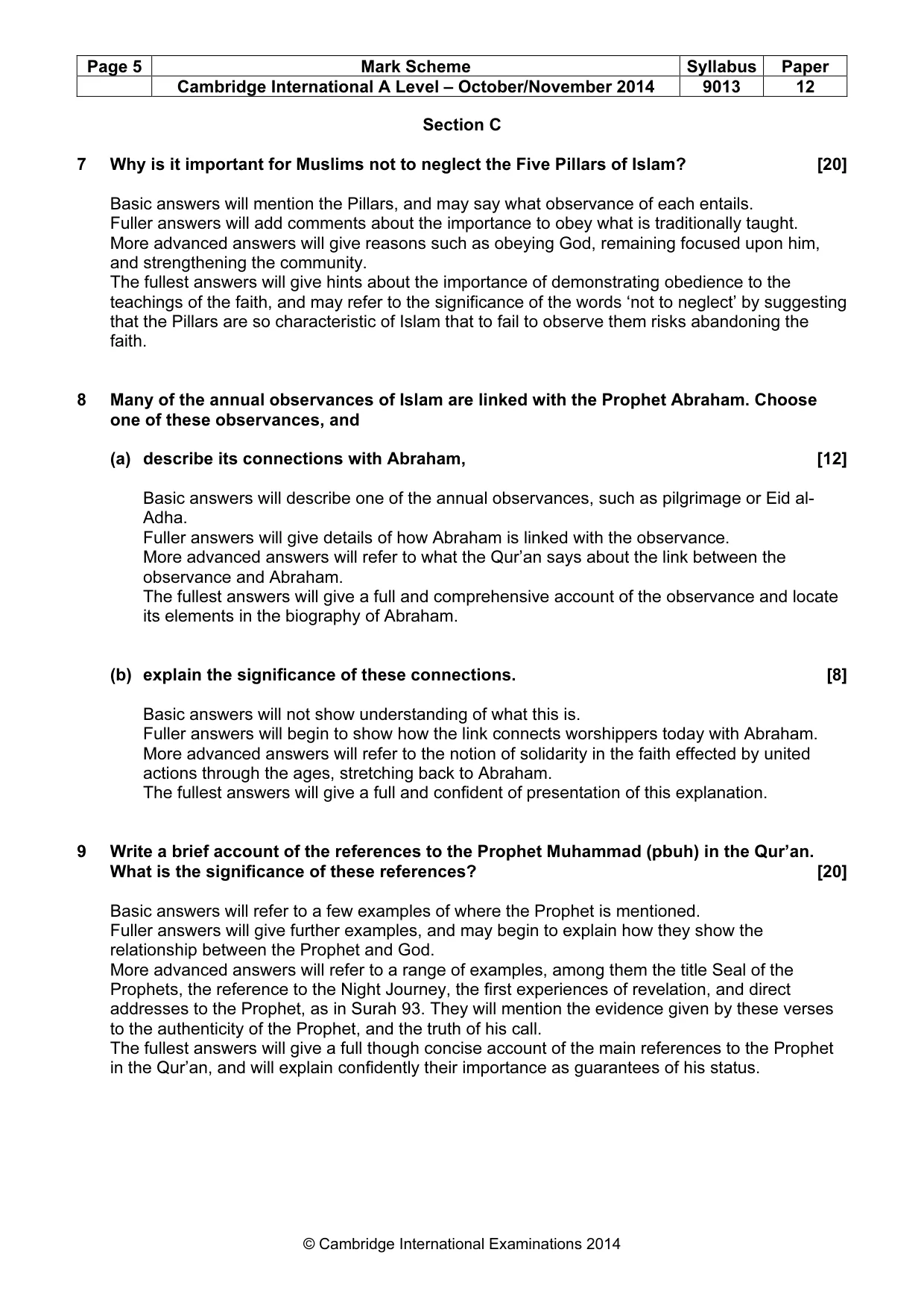 Mark scheme, page 5 of 7