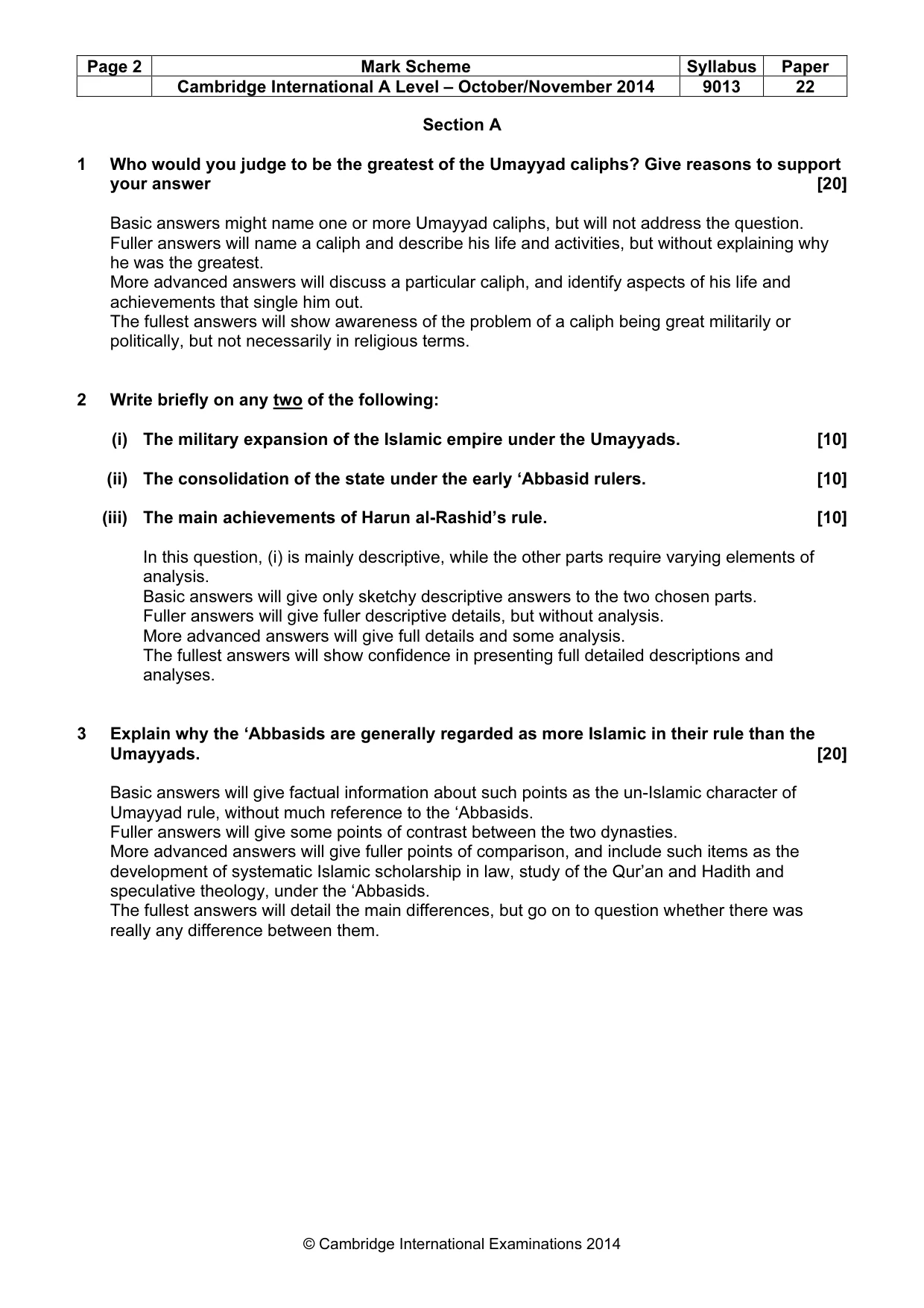 Mark scheme, page 2 of 5