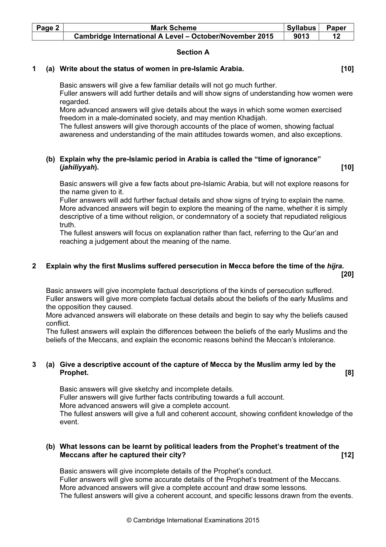 Mark scheme, page 2 of 5