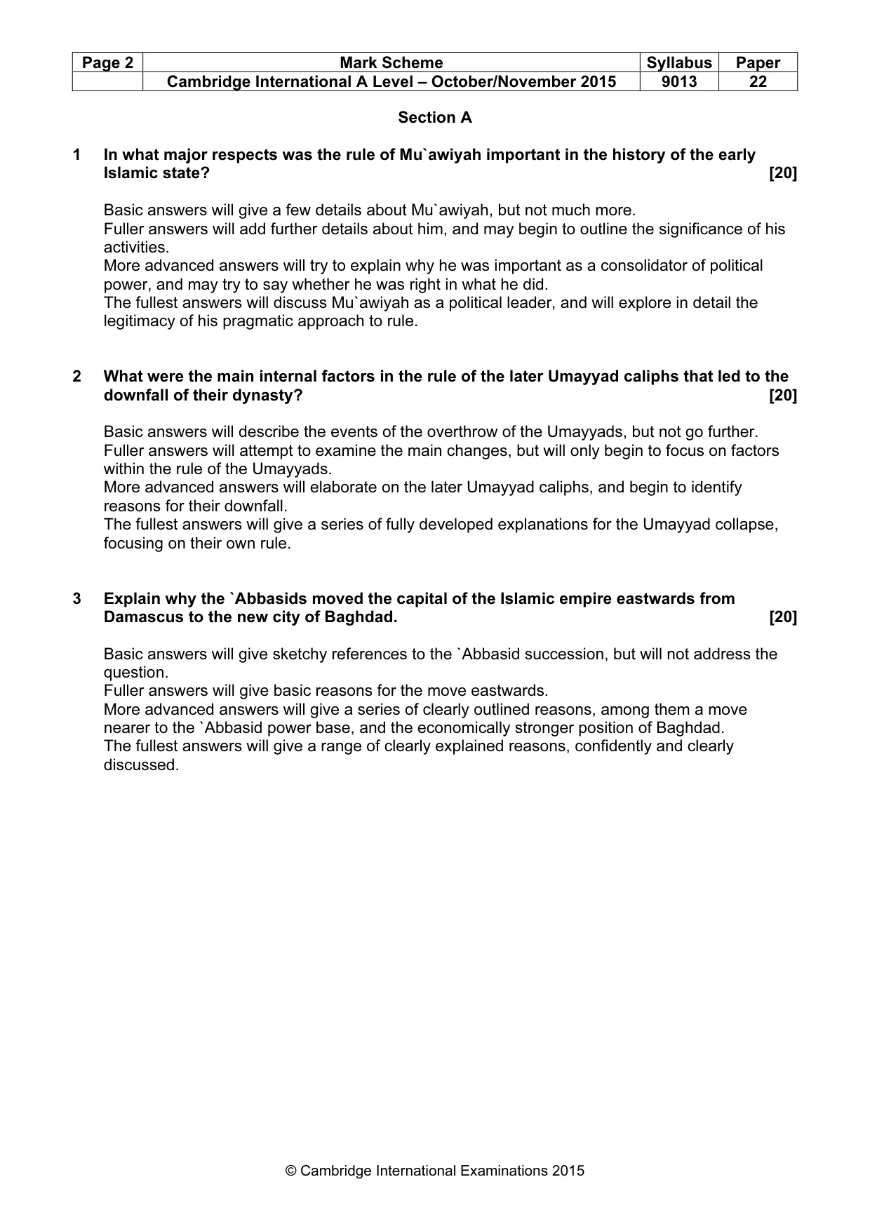 Mark scheme, page 2 of 5