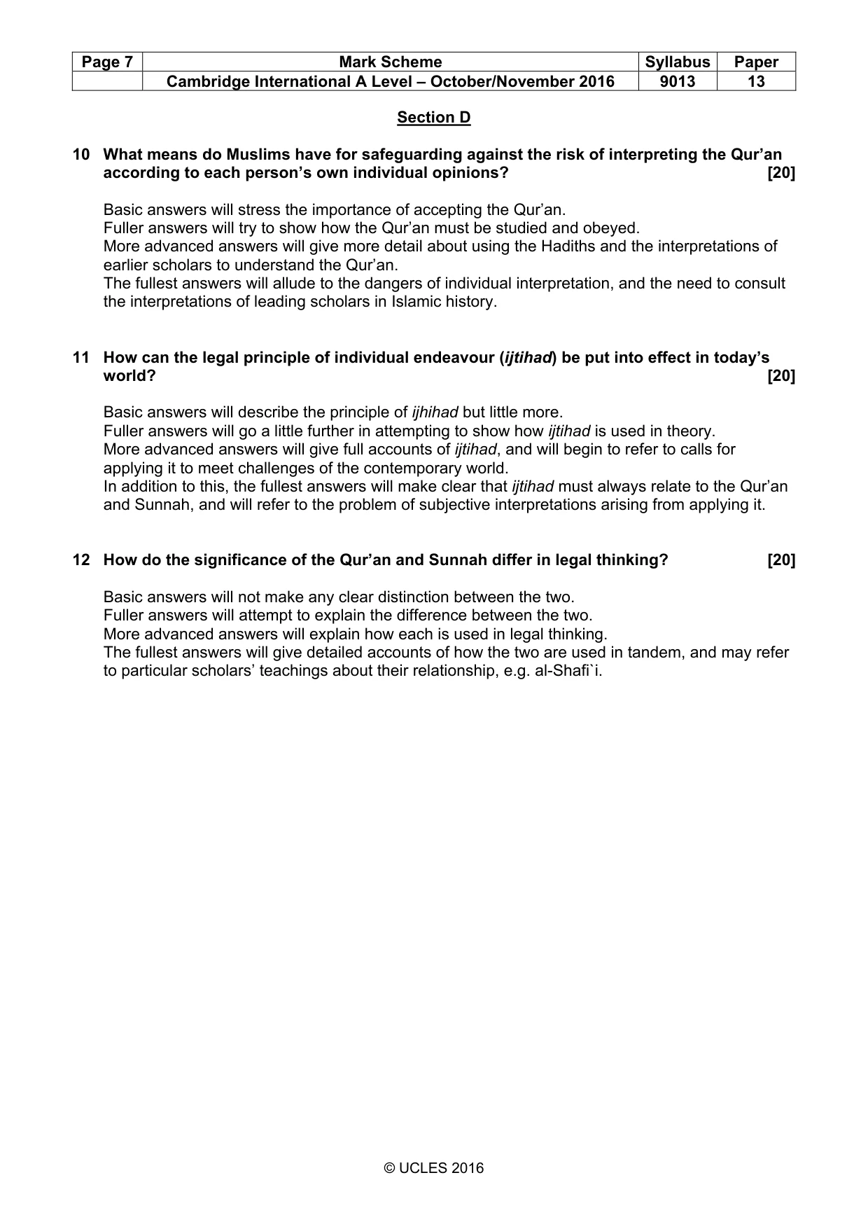 Mark scheme, page 7 of 7