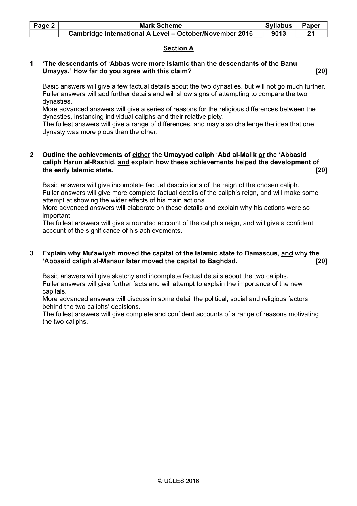 Mark scheme, page 2 of 5