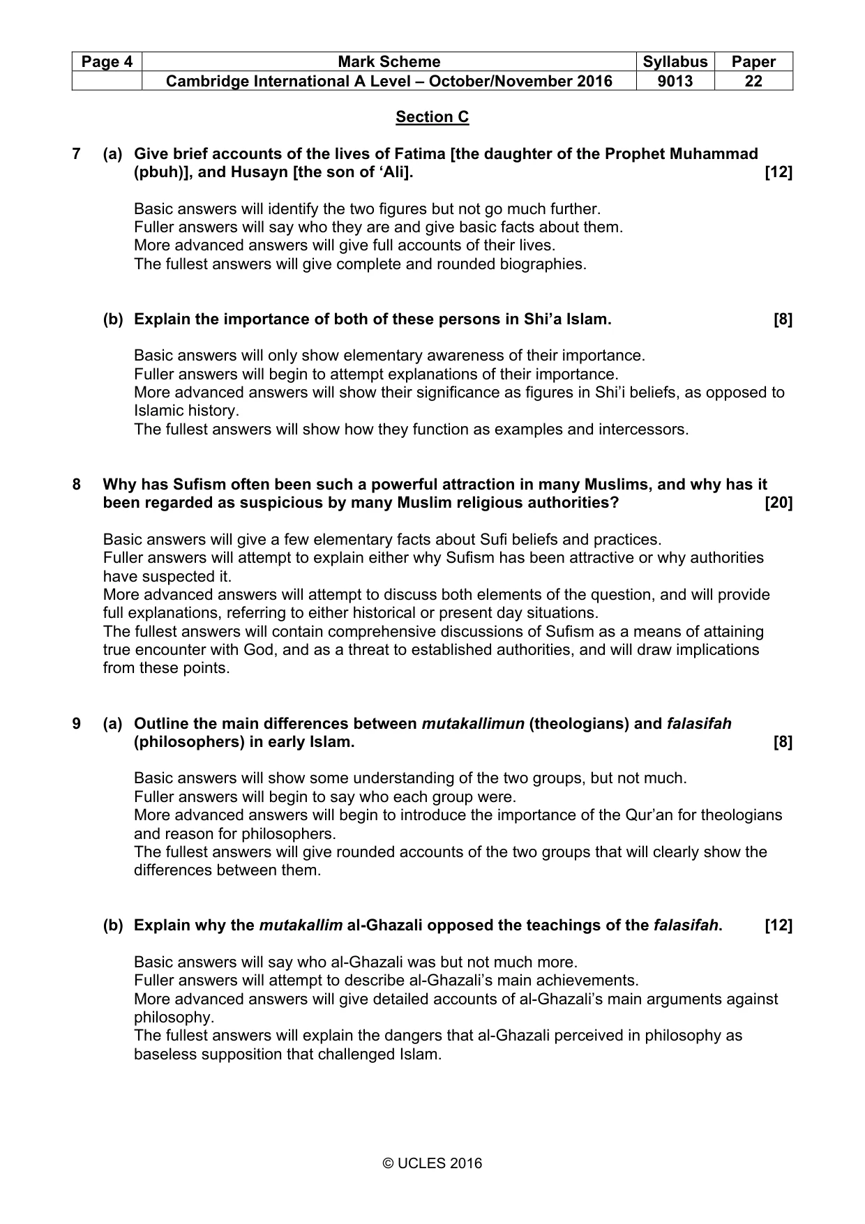 Mark scheme, page 4 of 5