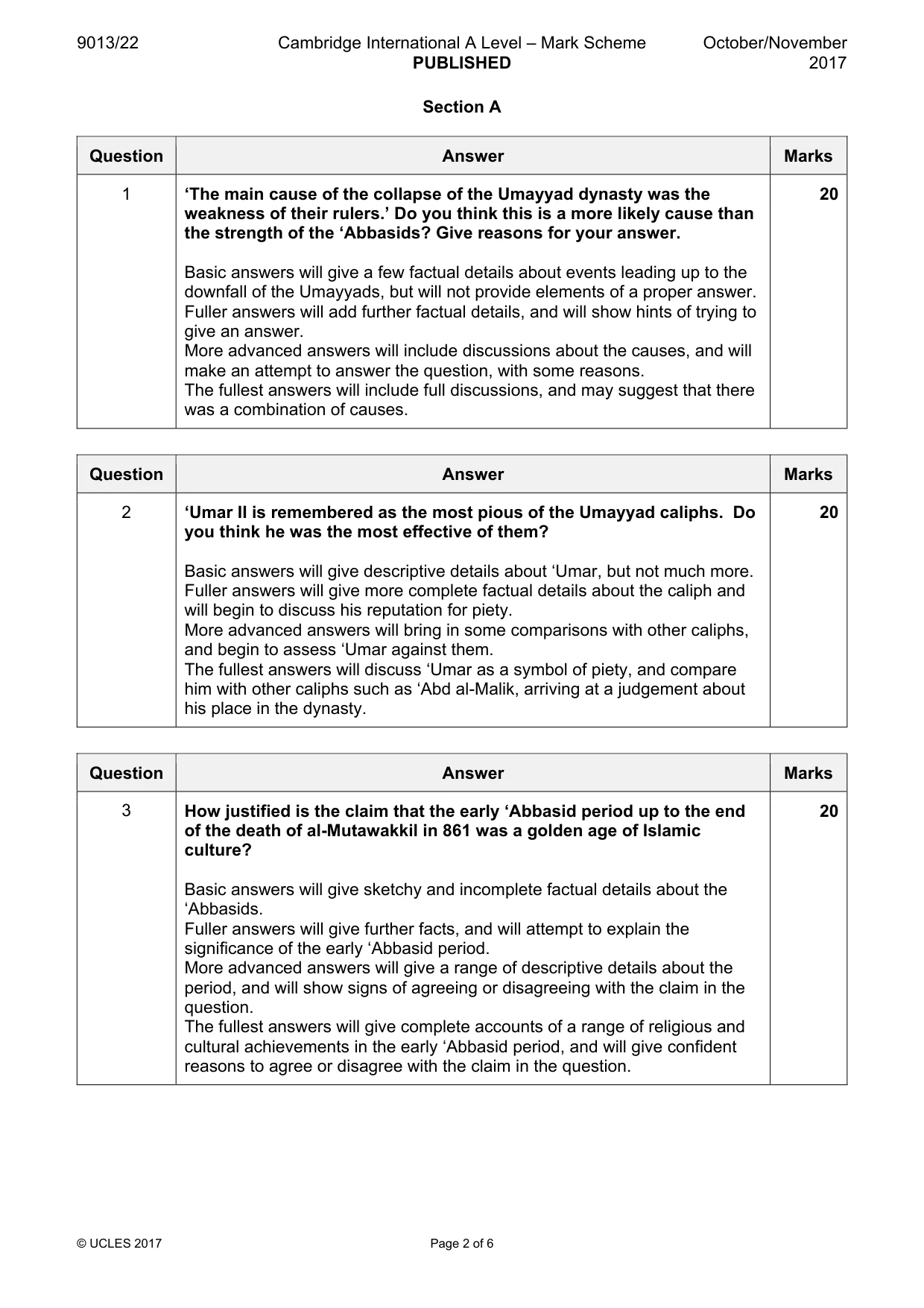 Mark scheme, page 2 of 6