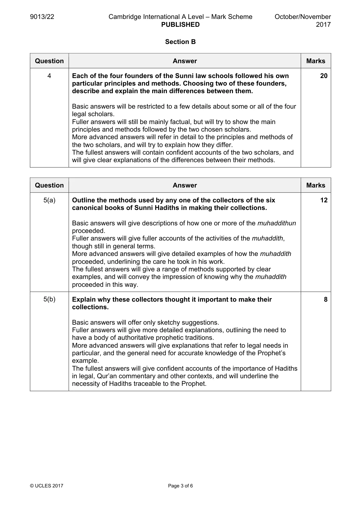 Mark scheme, page 3 of 6
