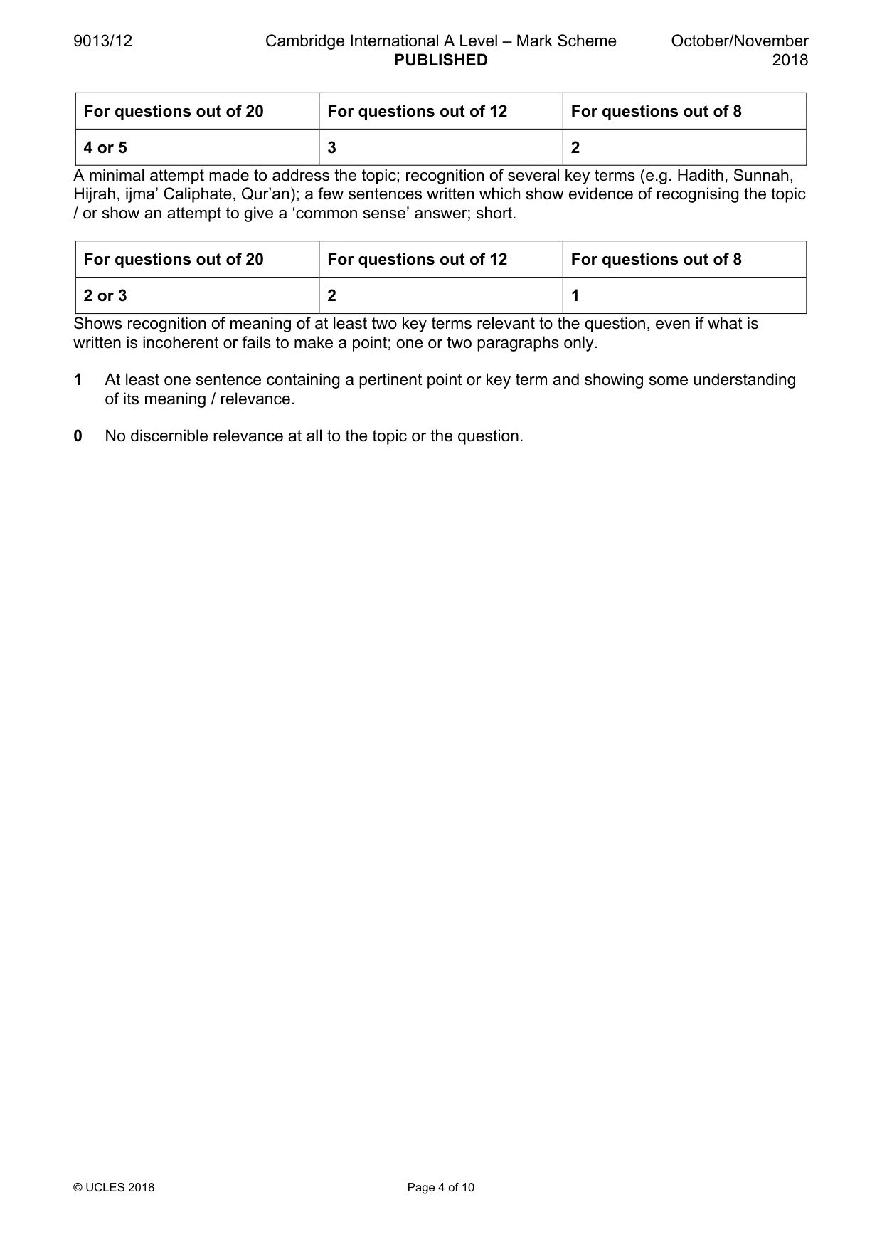 Mark scheme, page 4 of 10