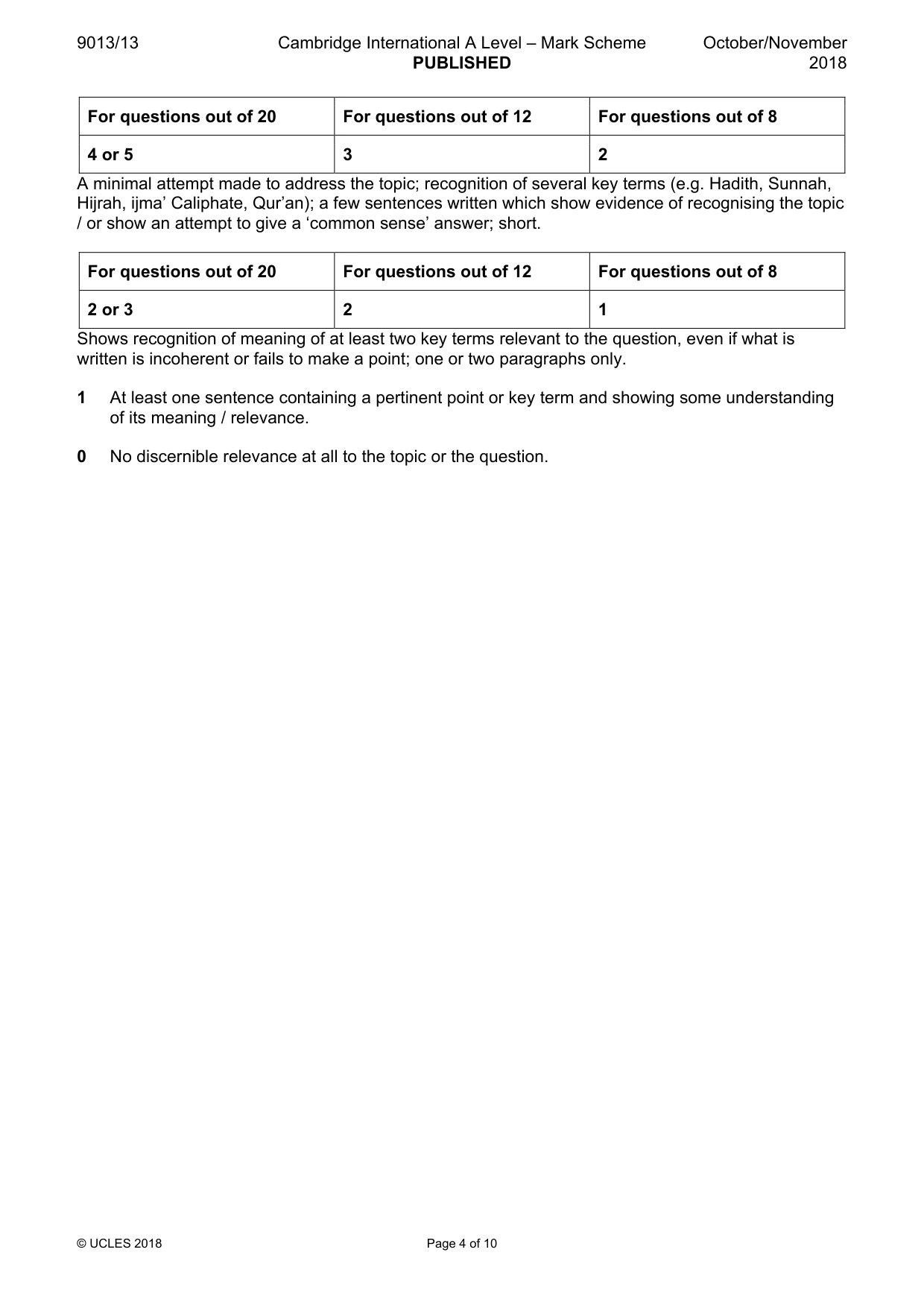Mark scheme, page 4 of 10