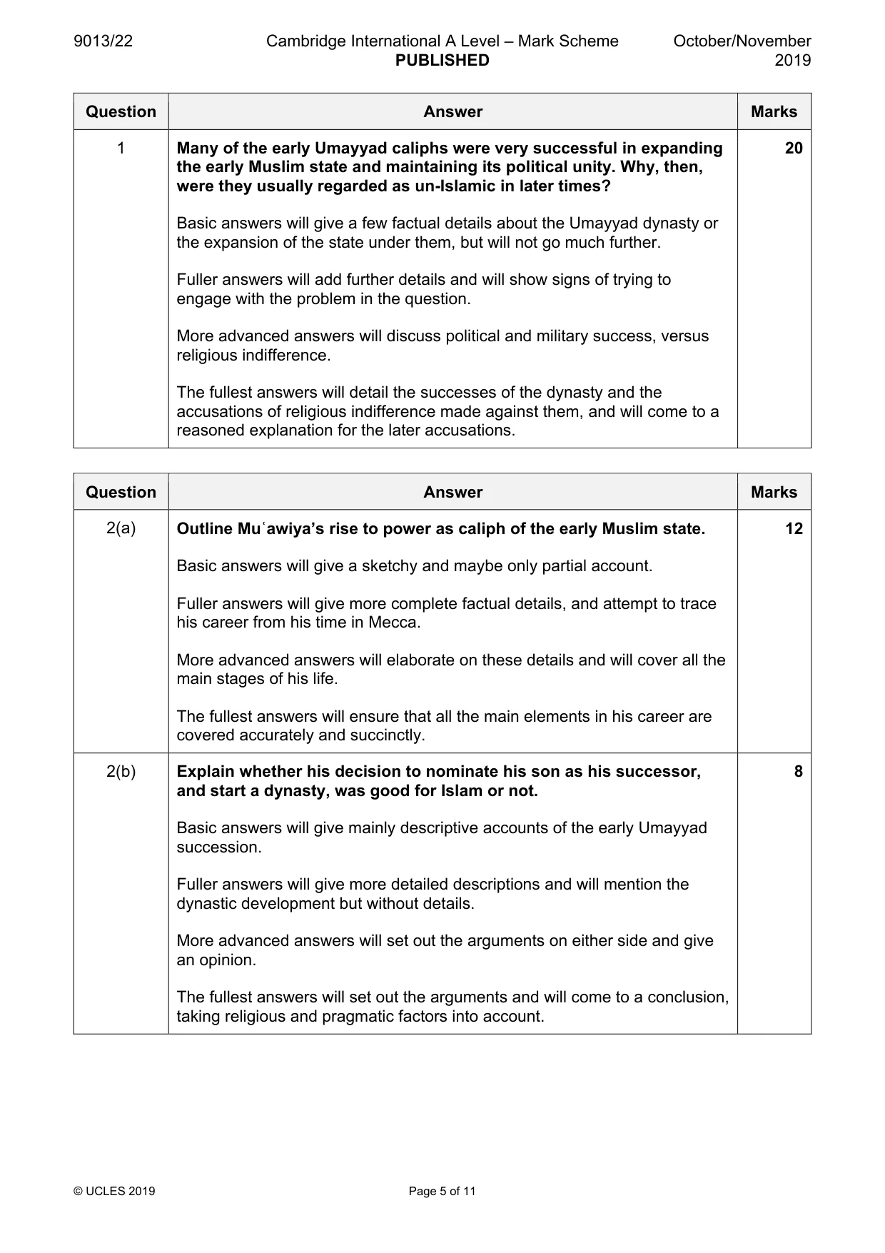 Mark scheme, page 5 of 11