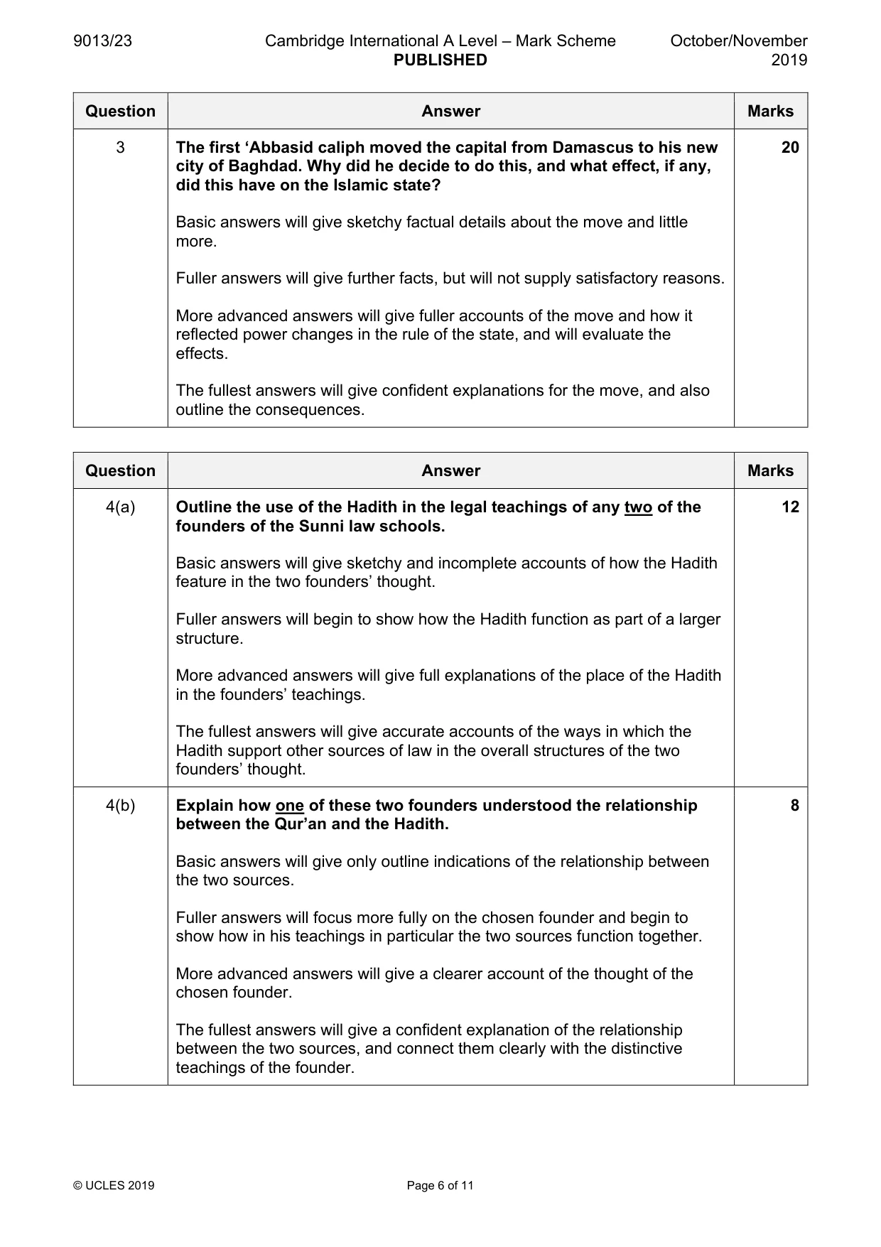 Mark scheme, page 6 of 11