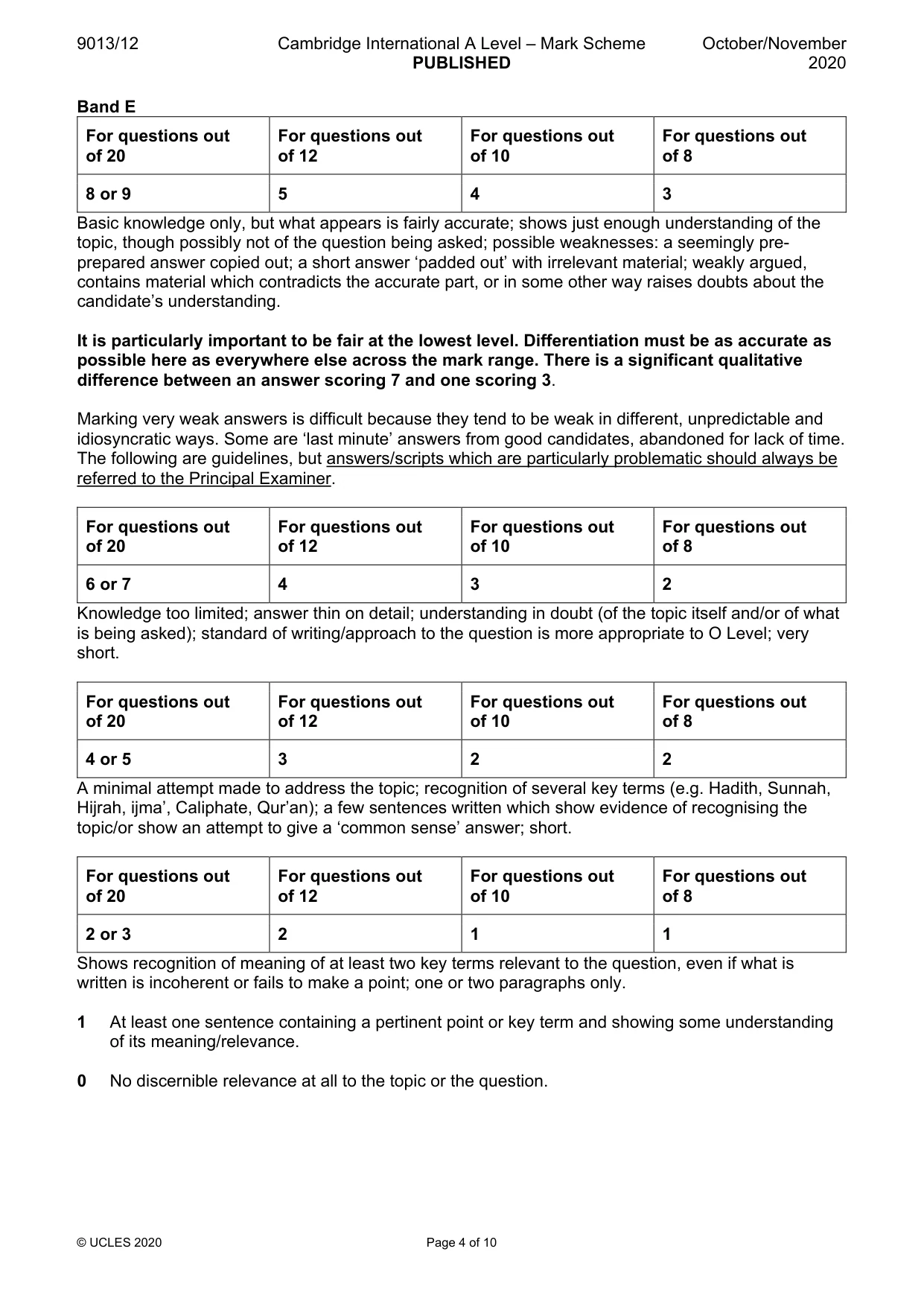 Mark scheme, page 4 of 10