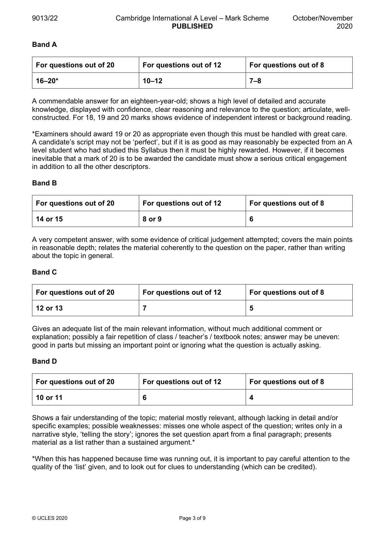Mark scheme, page 3 of 9