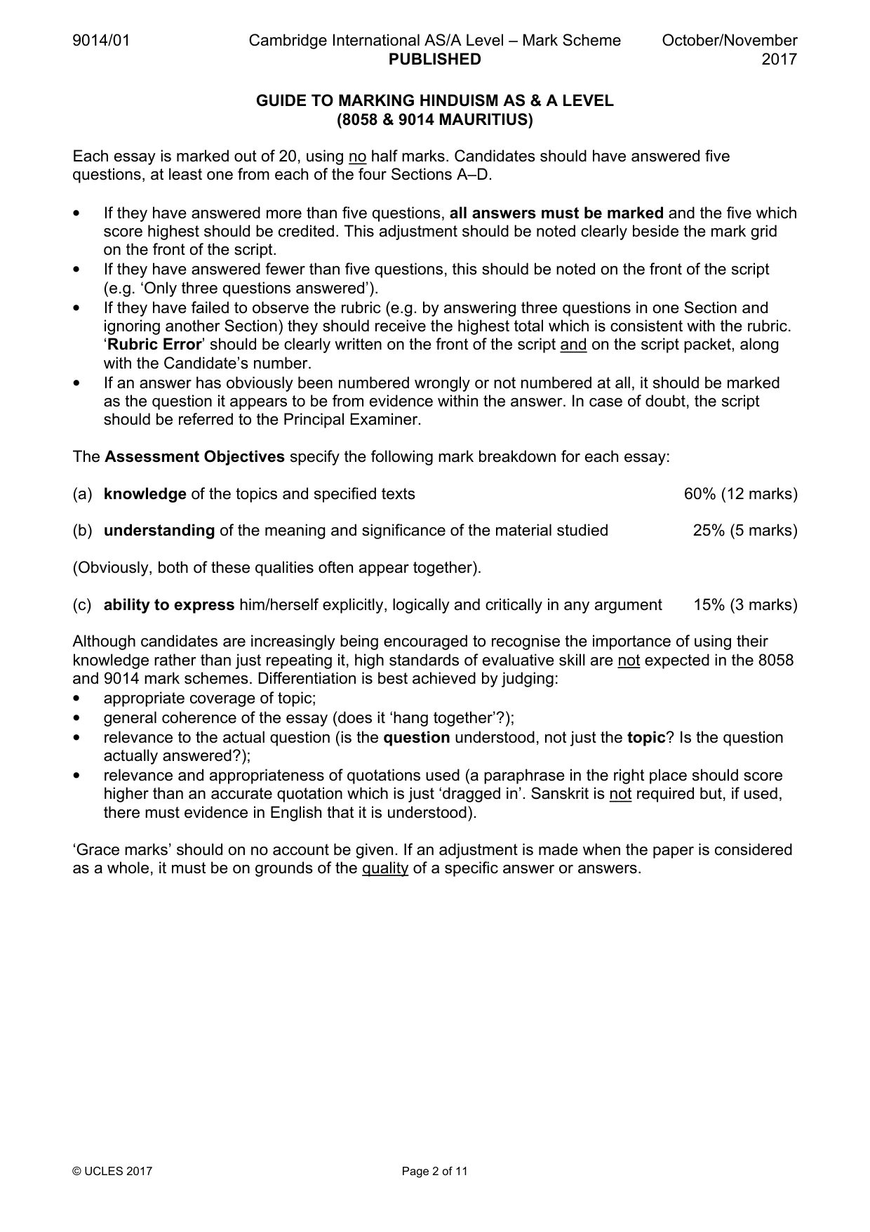 Mark scheme, page 2 of 11