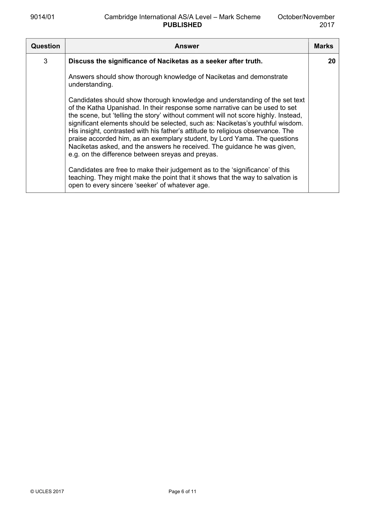 Mark scheme, page 6 of 11