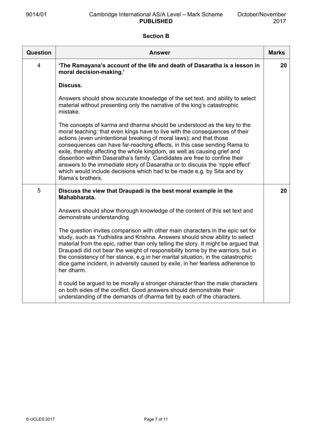 Mark scheme, page 7 of 11