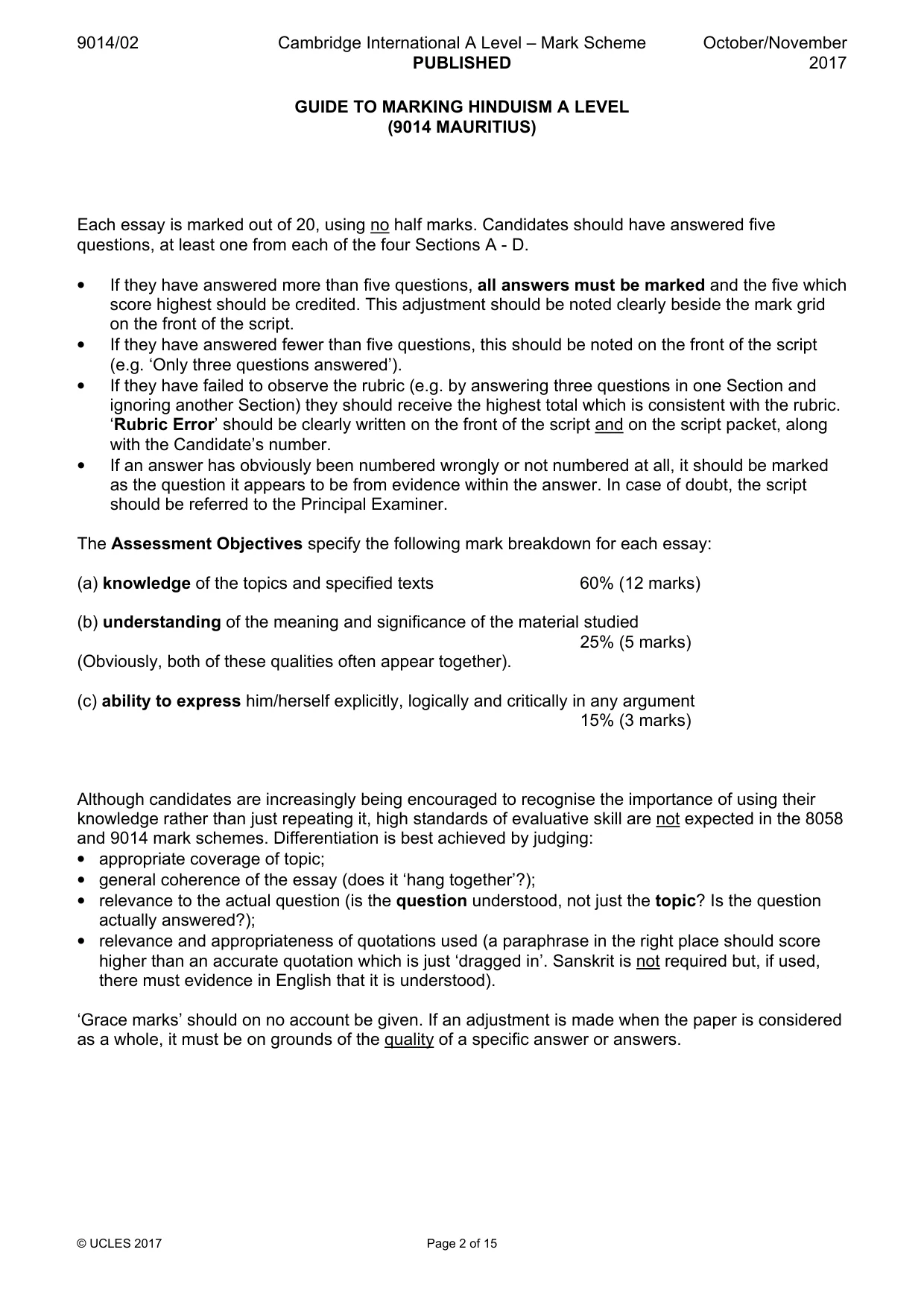 Mark scheme, page 2 of 15