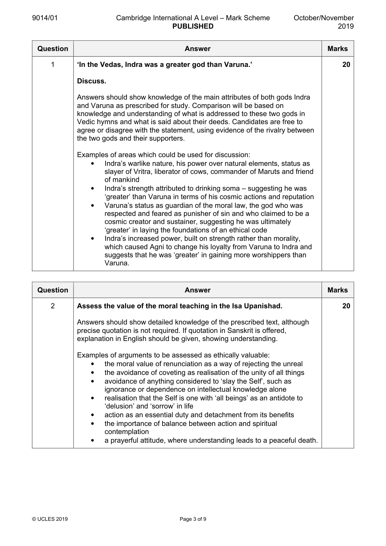 Mark scheme, page 3 of 9