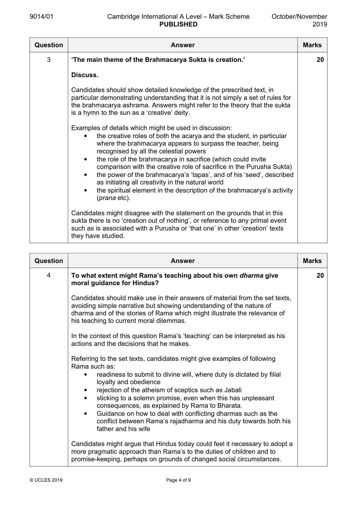 Mark scheme, page 4 of 9