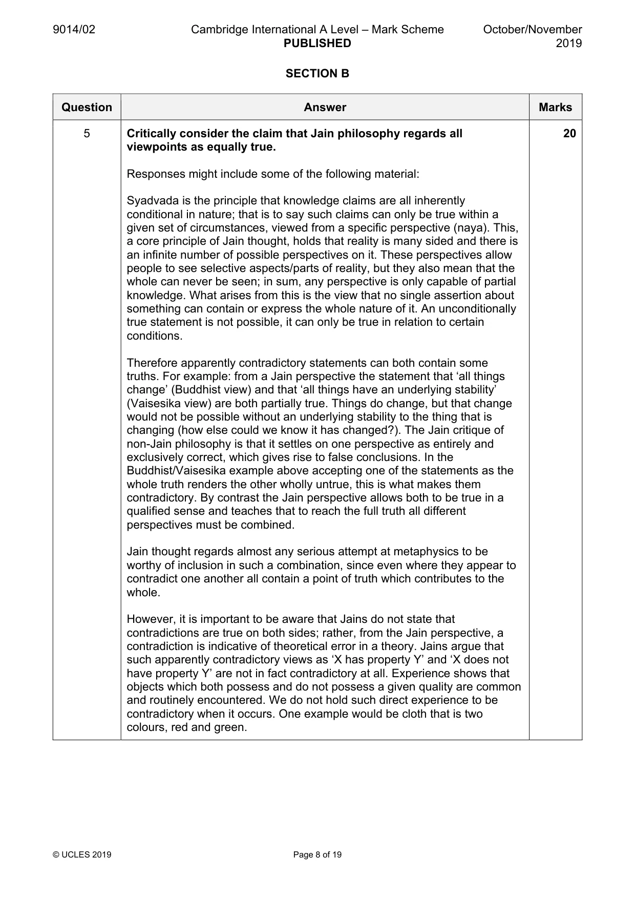 Mark scheme, page 8 of 19