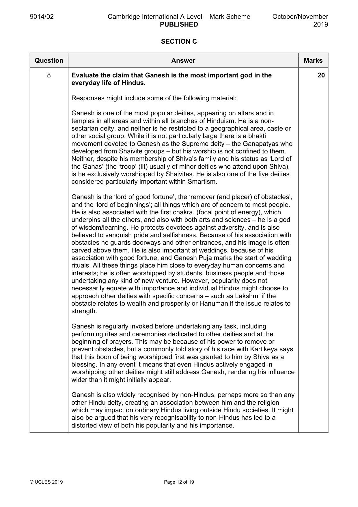 Mark scheme, page 12 of 19