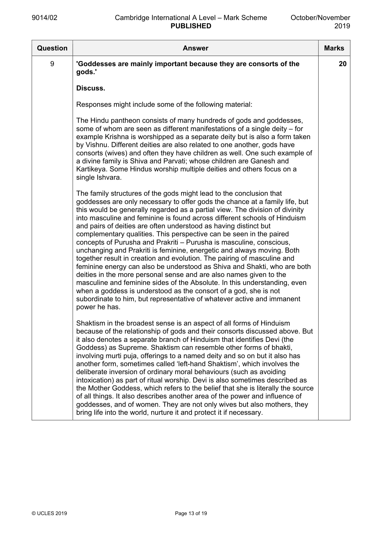 Mark scheme, page 13 of 19