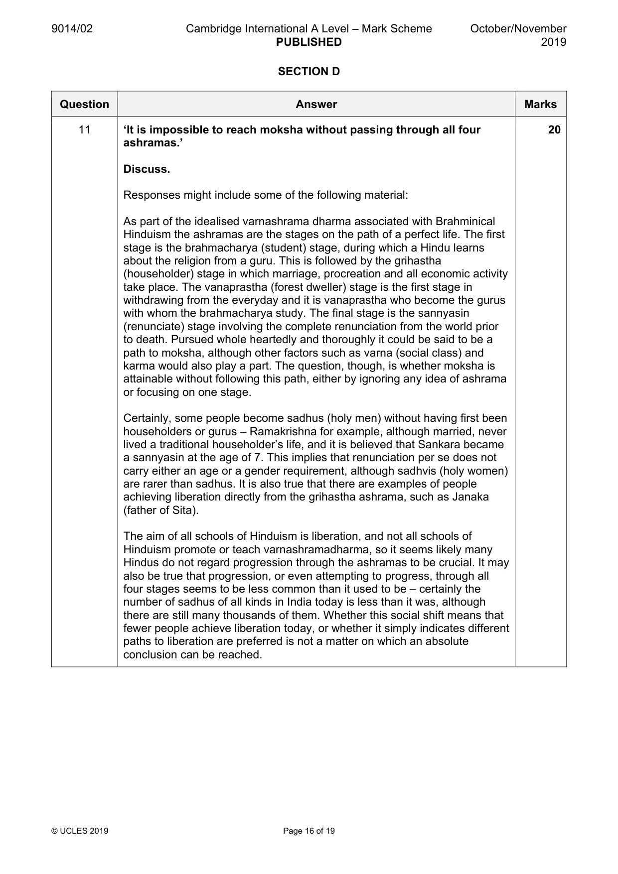 Mark scheme, page 16 of 19
