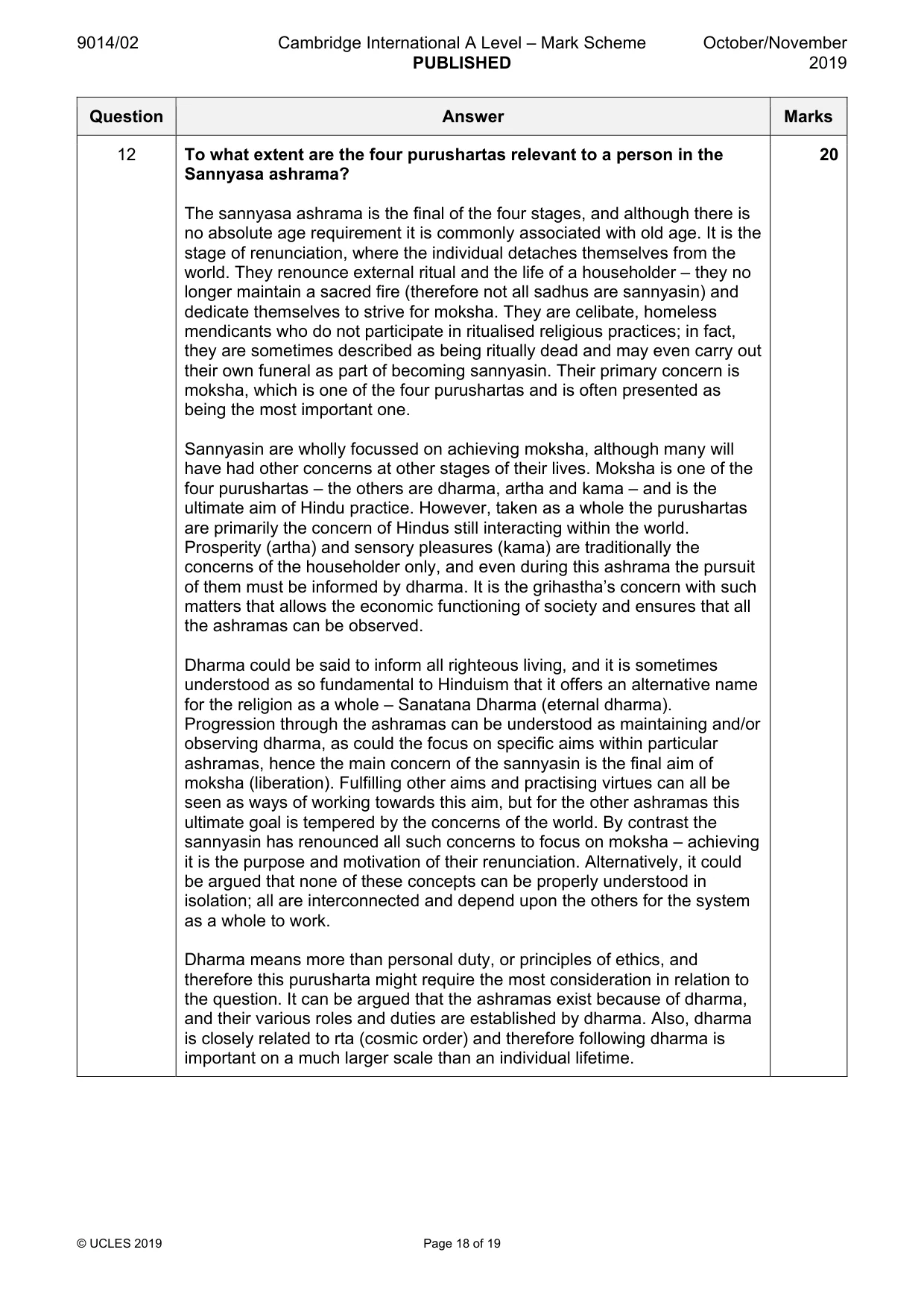 Mark scheme, page 18 of 19