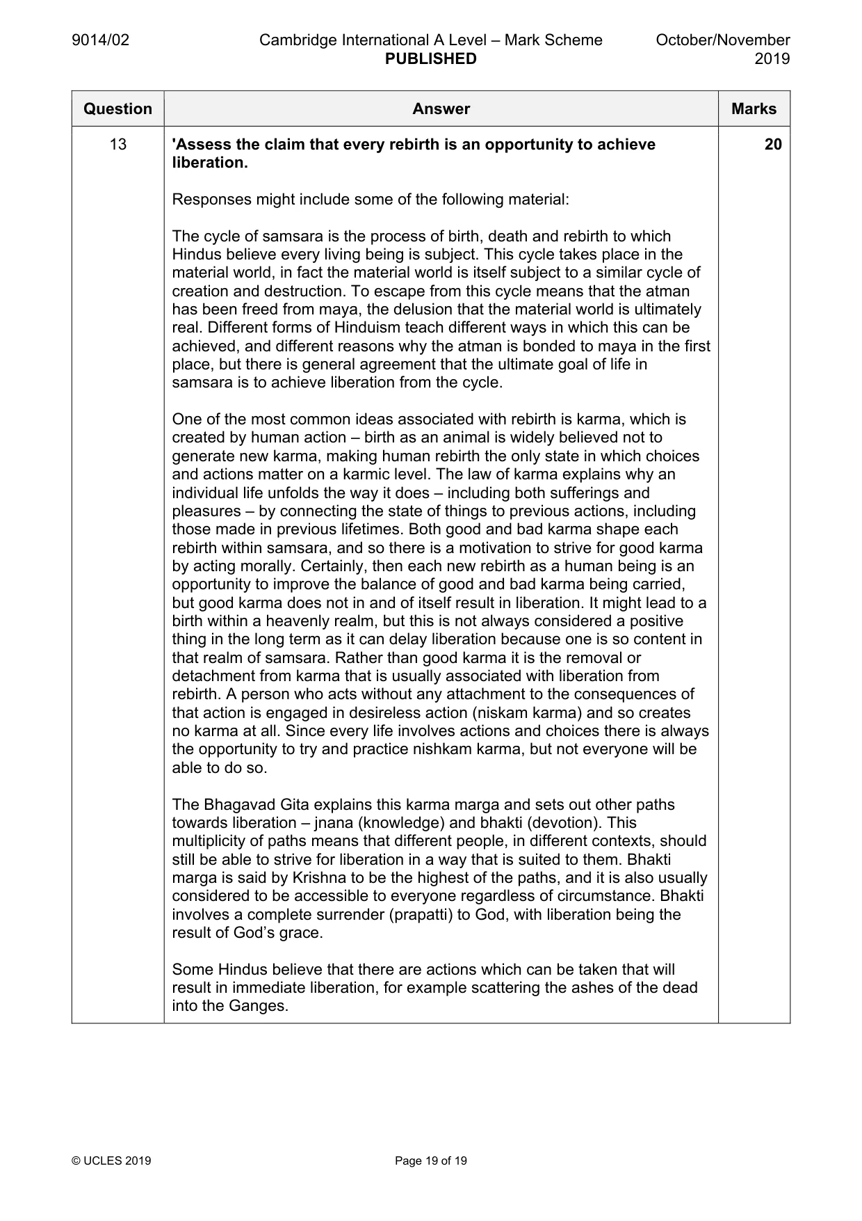 Mark scheme, page 19 of 19