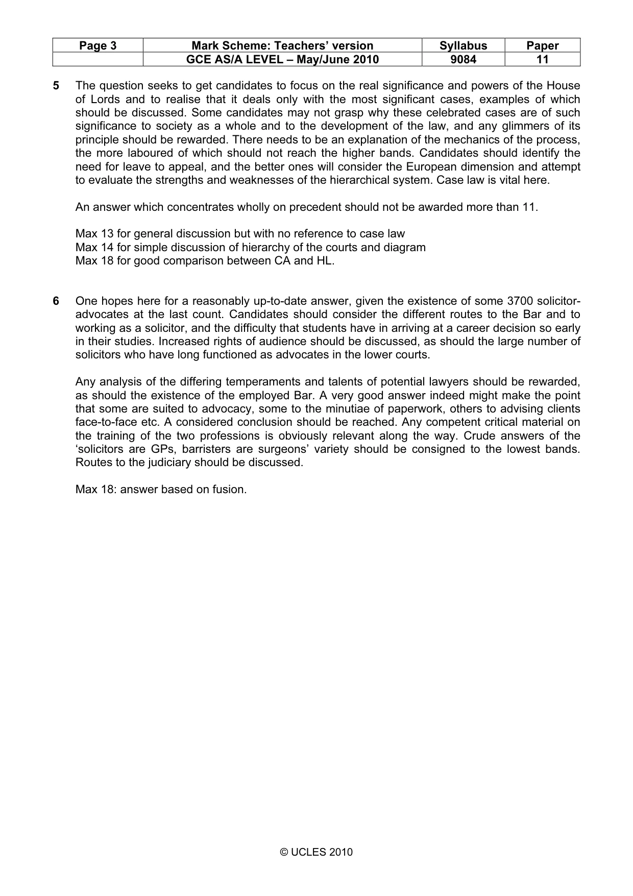 Mark scheme, page 3 of 3