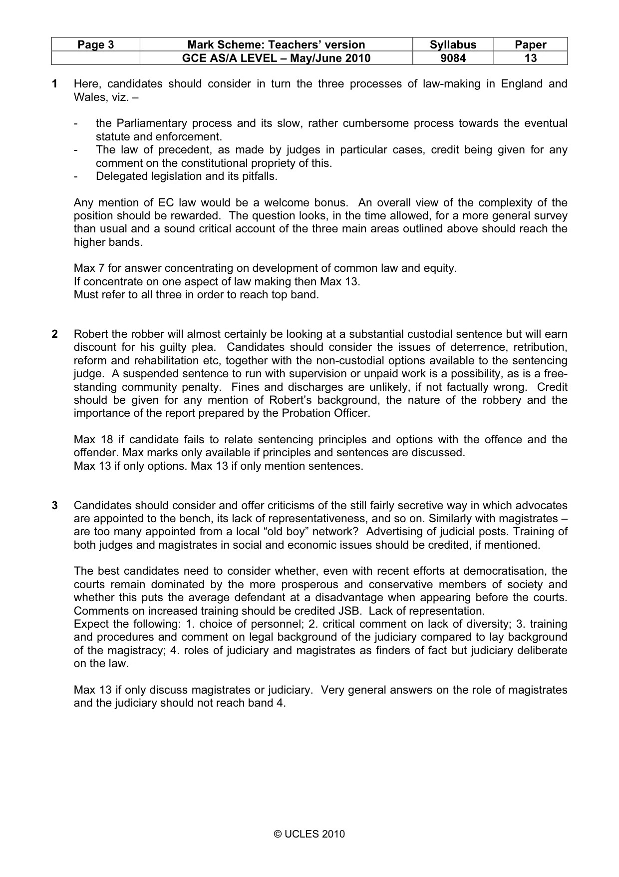 Mark scheme, page 3 of 4