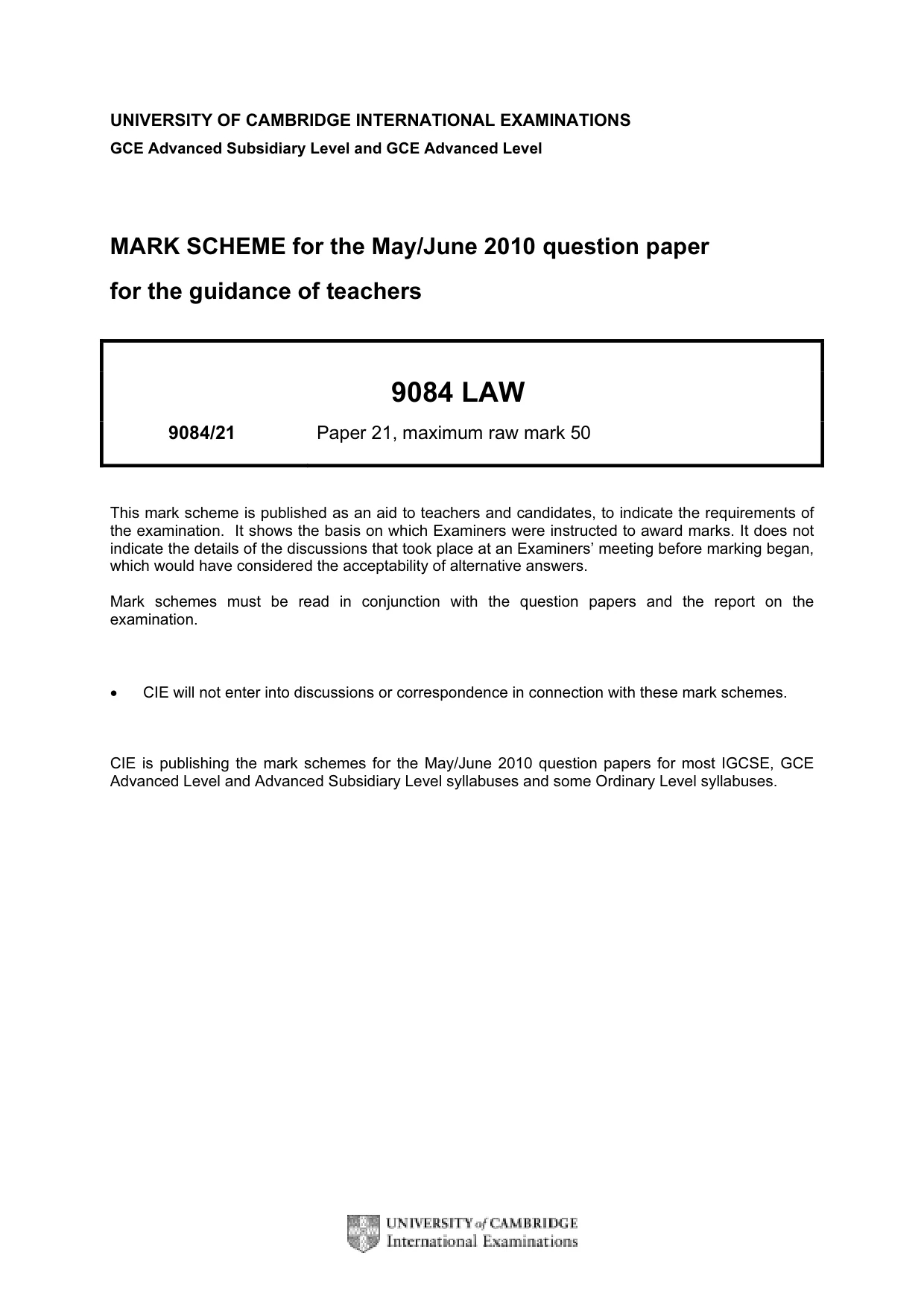 Mark scheme, page 1 of 3