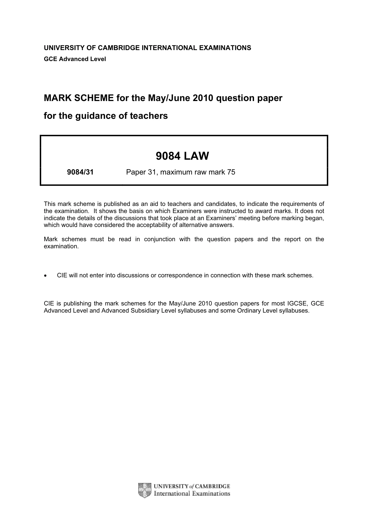 Mark scheme, page 1 of 7