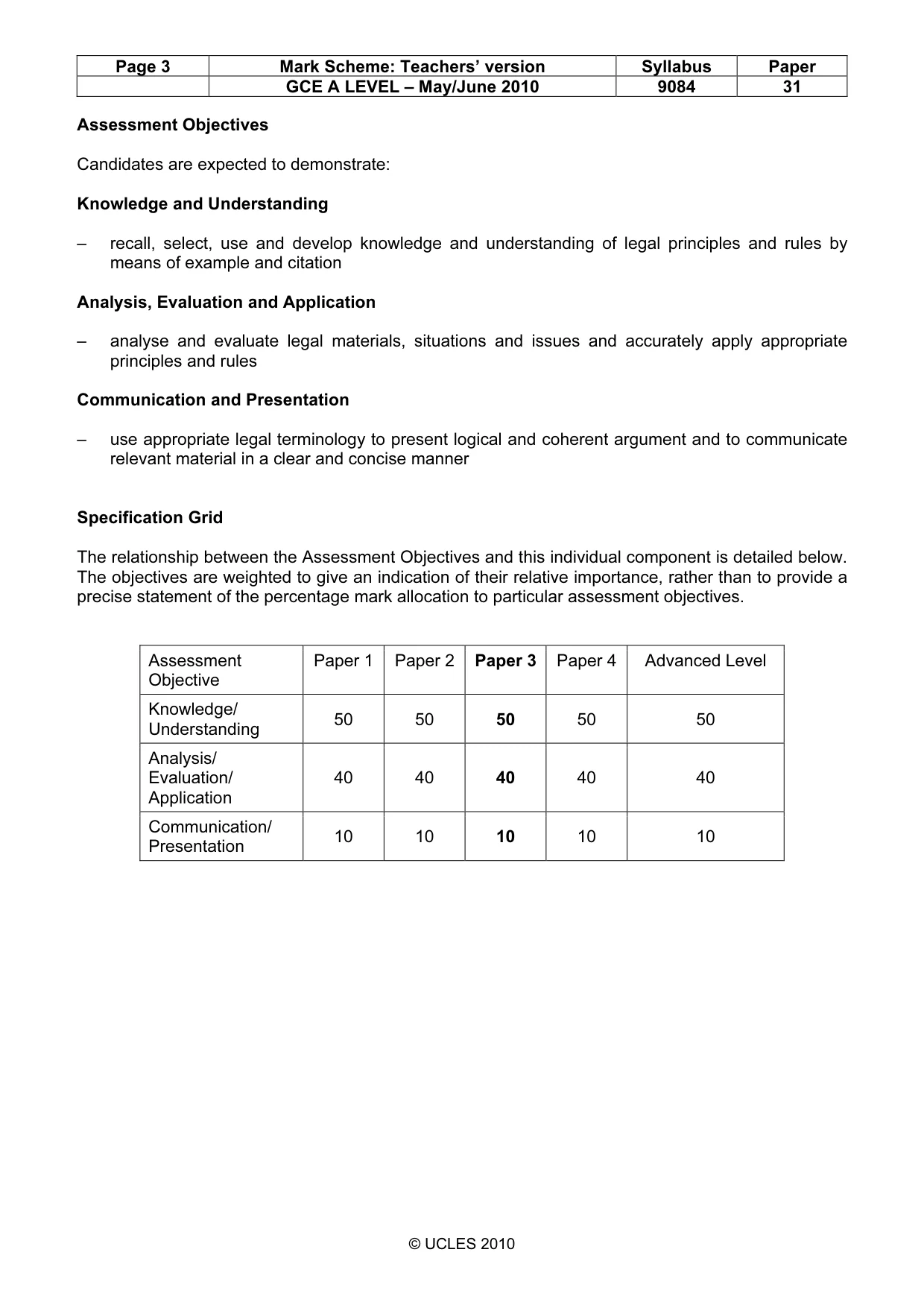 Mark scheme, page 3 of 7