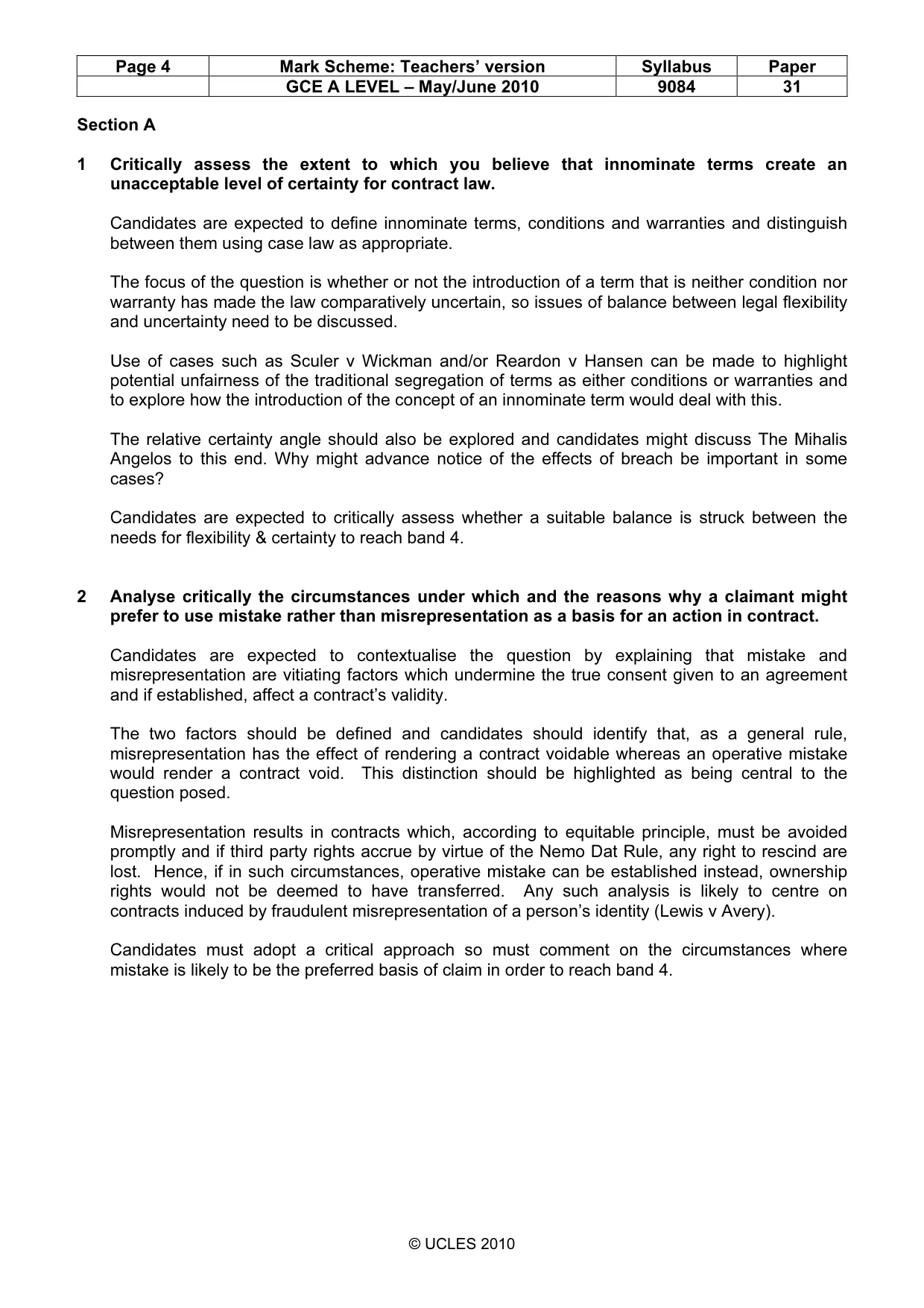 Mark scheme, page 4 of 7